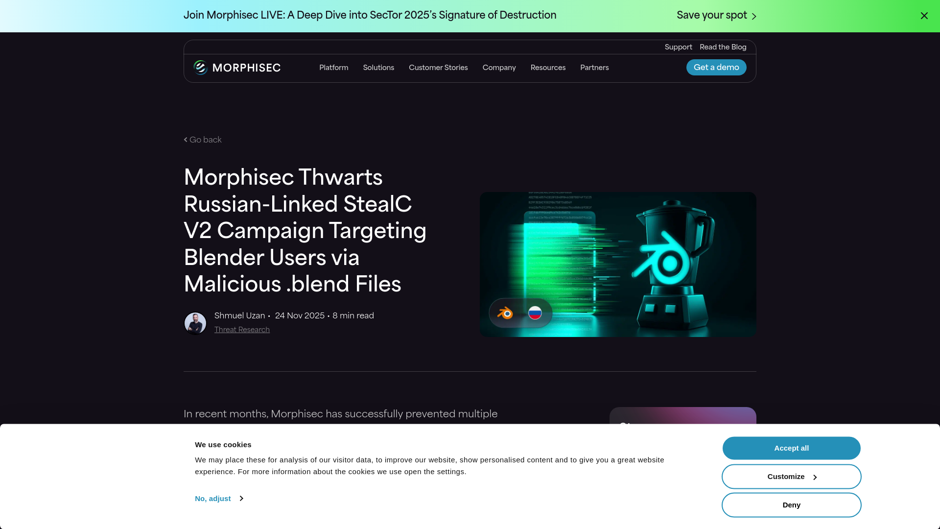 Morphisec Thwarts Russian-Linked StealC V2 Campaign Targeting Blender Users via Malicious .blend Files | Morphisec Blog