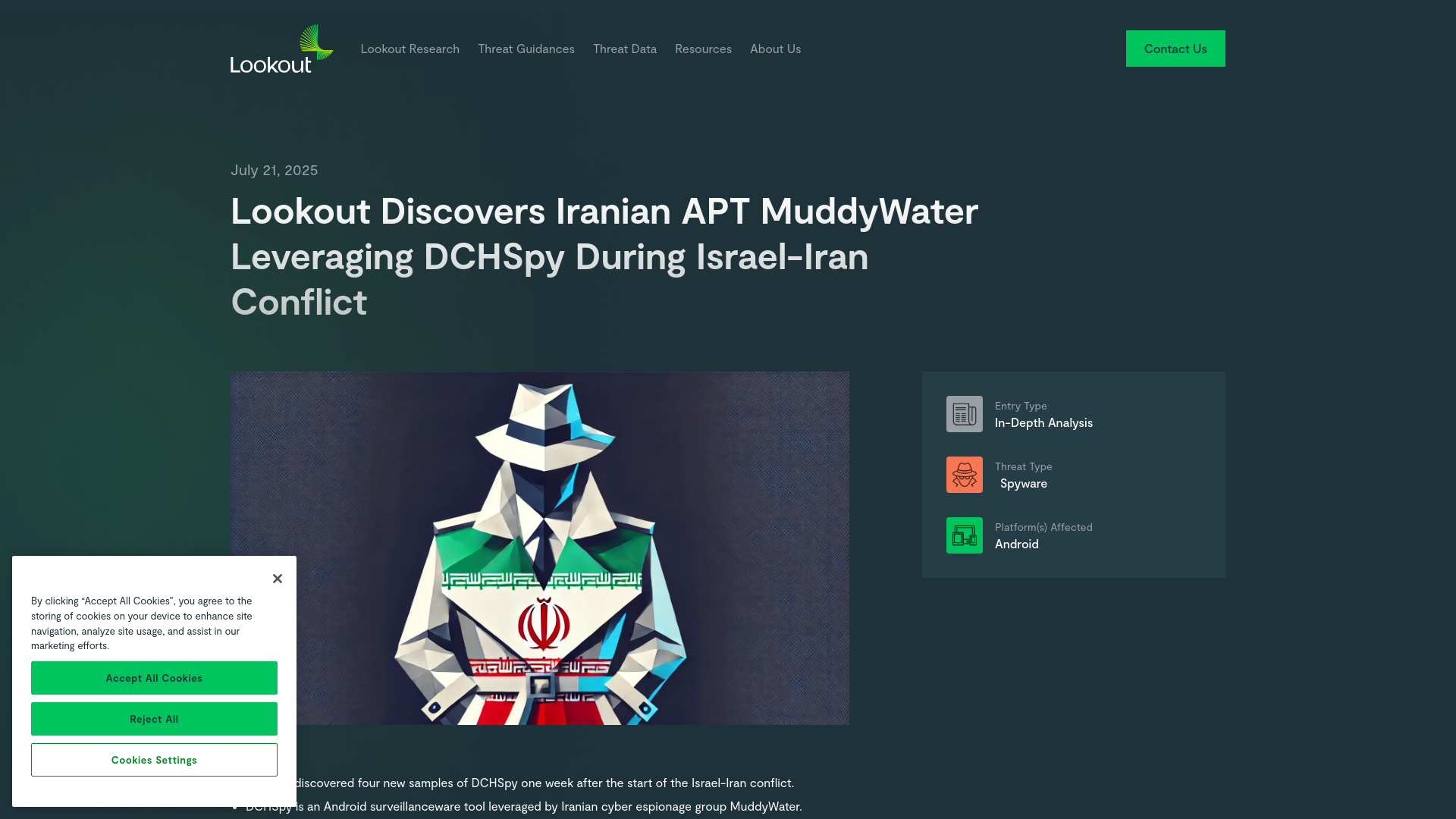 Lookout Discovers MuddyWater Leveraging DCHSpy For Israel-Iran Conflict | Threat Intel