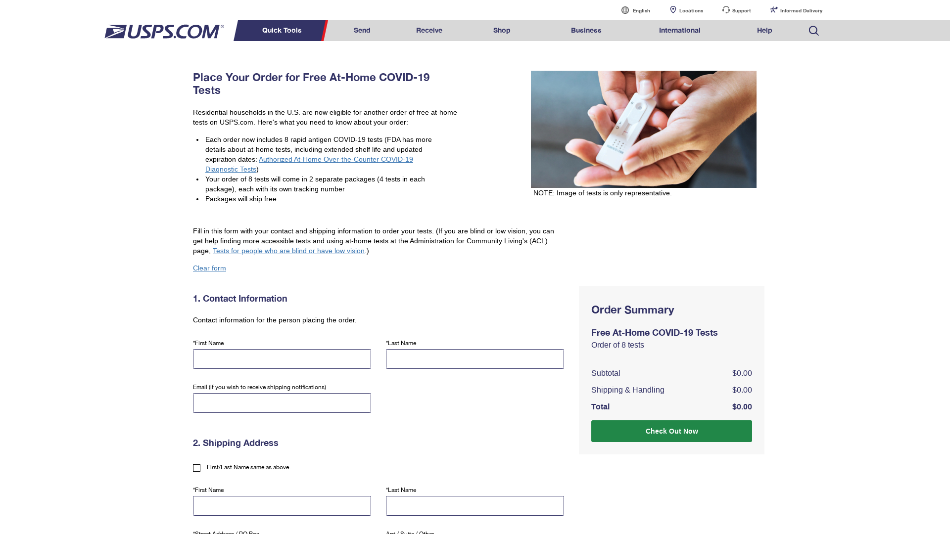 COVID Home Tests | USPS