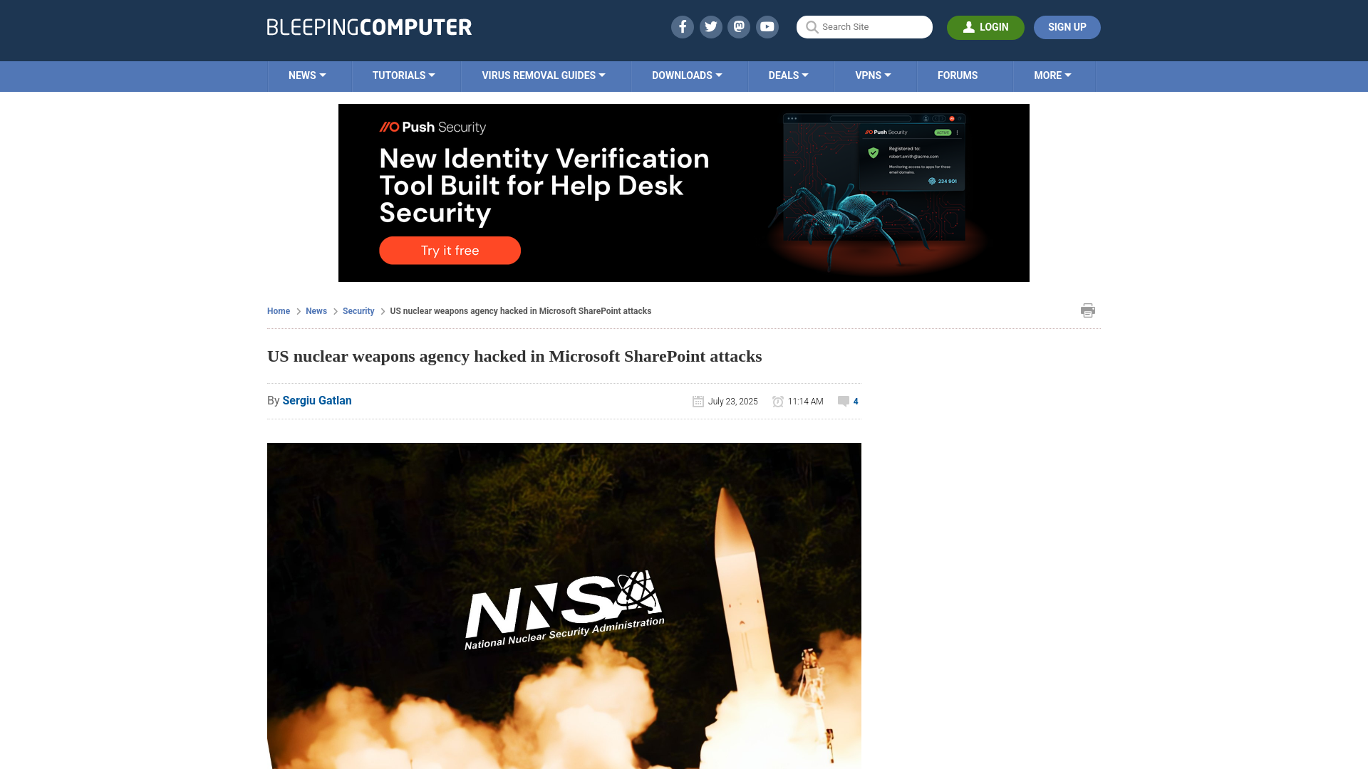 US nuclear weapons agency hacked in Microsoft SharePoint attacks