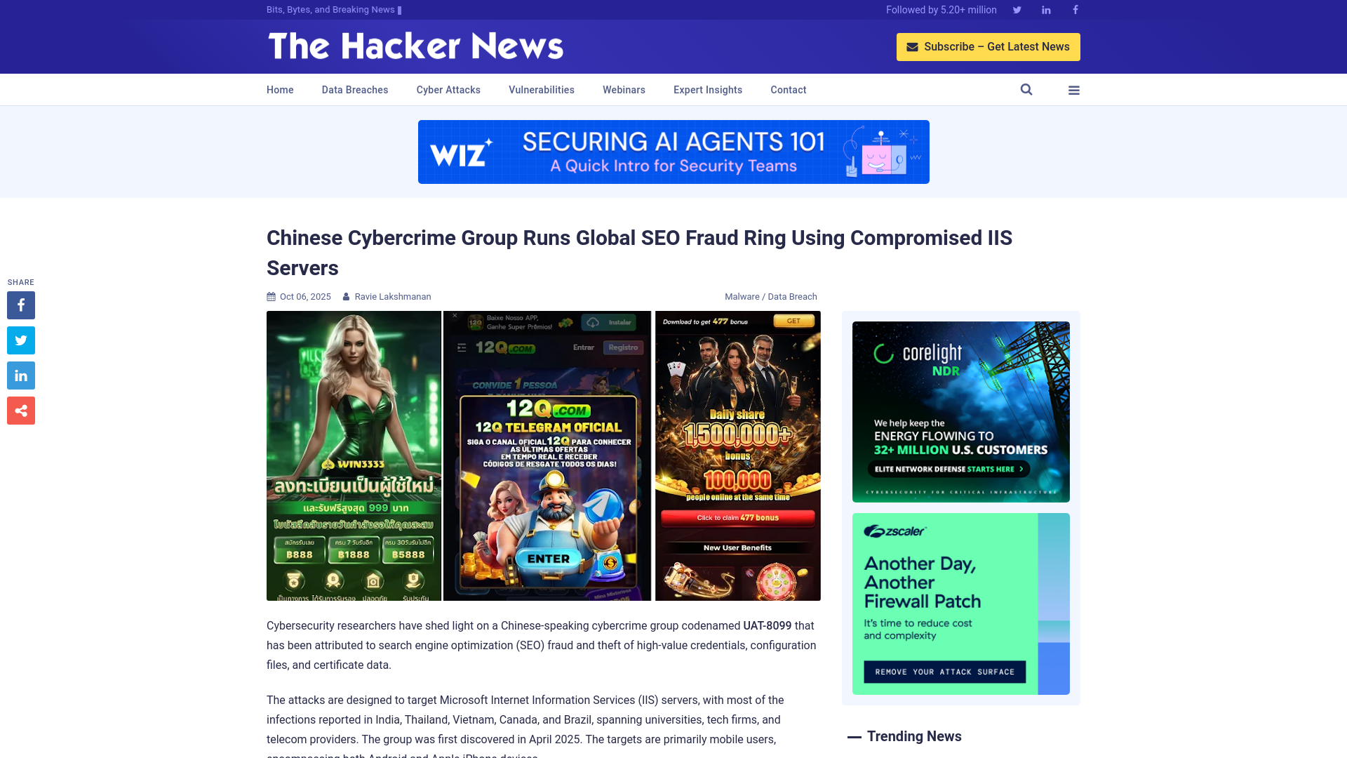 Chinese Cybercrime Group Runs Global SEO Fraud Ring Using Compromised IIS Servers
