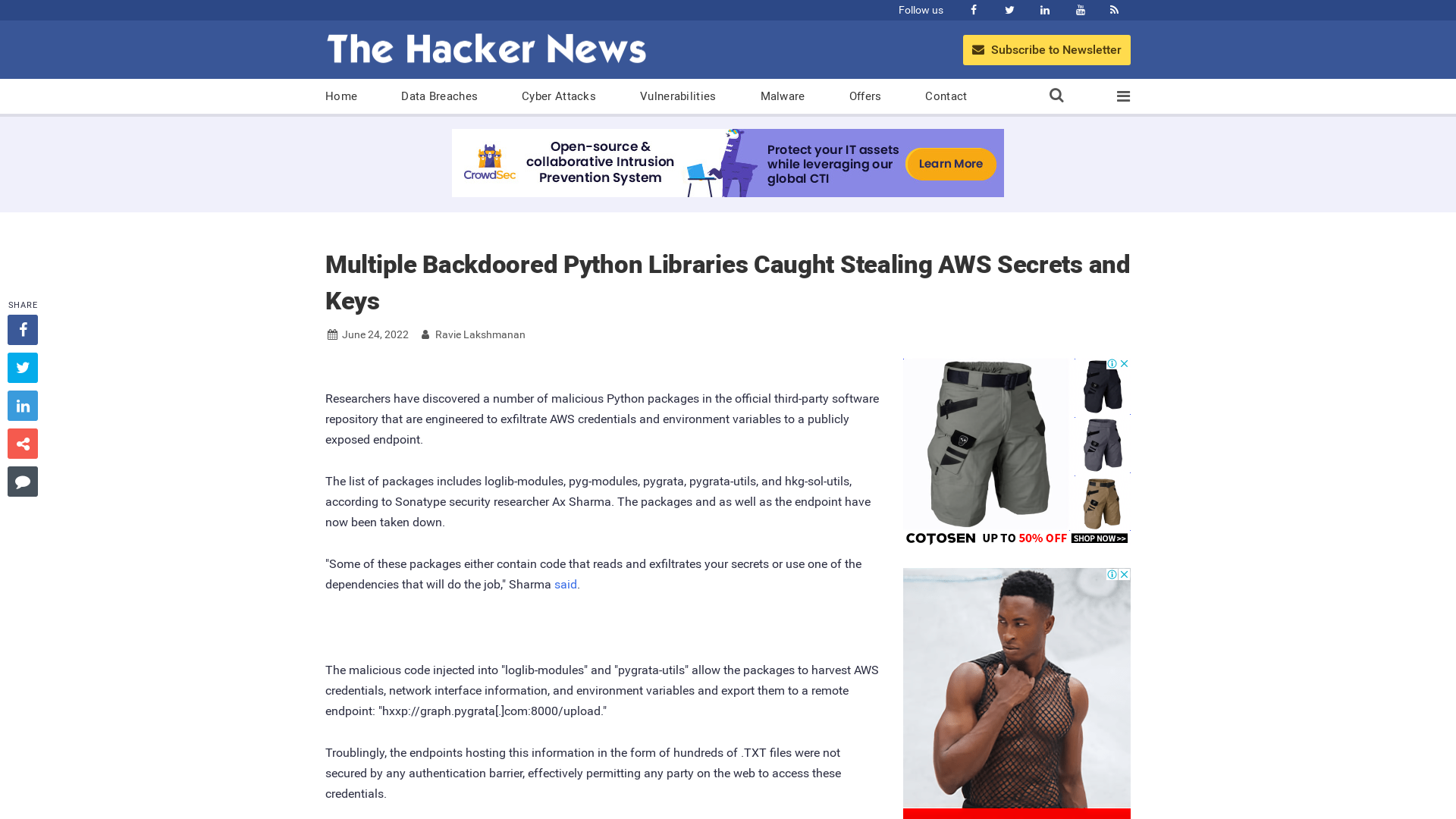 Multiple Backdoored Python Libraries Caught Stealing AWS Secrets and Keys