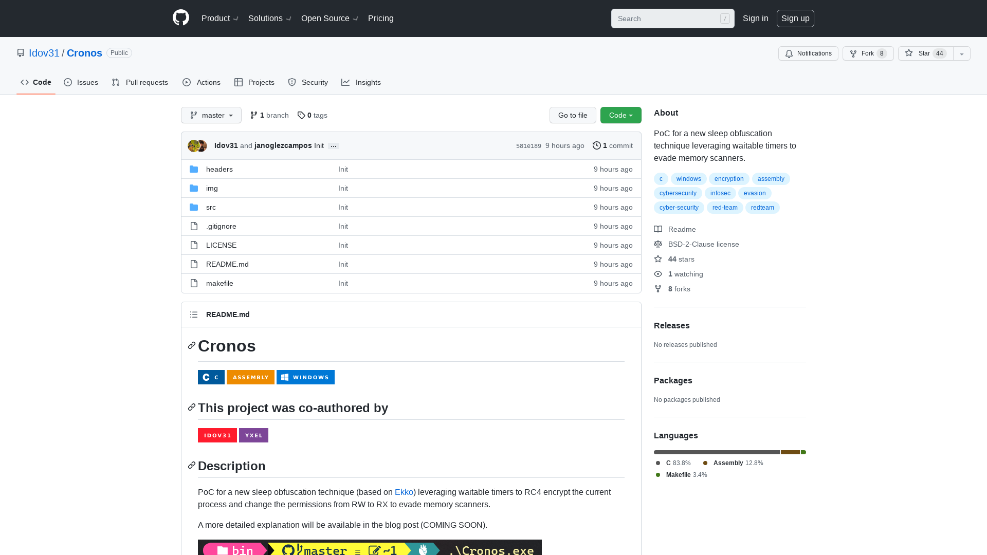 GitHub - Idov31/Cronos: PoC for a new sleep obfuscation technique leveraging waitable timers to evade memory scanners.