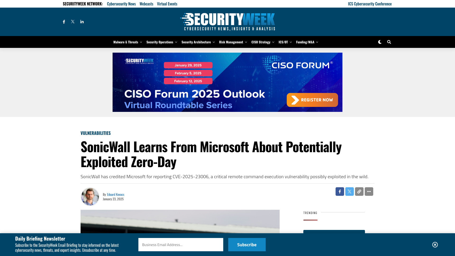 SonicWall Learns From Microsoft About Potentially Exploited Zero-Day - SecurityWeek