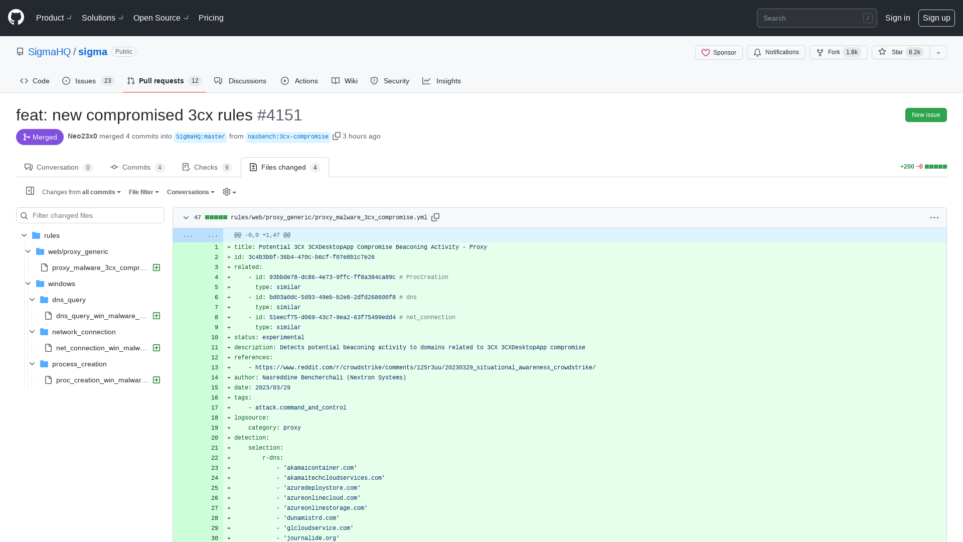 feat: new compromised 3cx rules by nasbench · Pull Request #4151 · SigmaHQ/sigma · GitHub