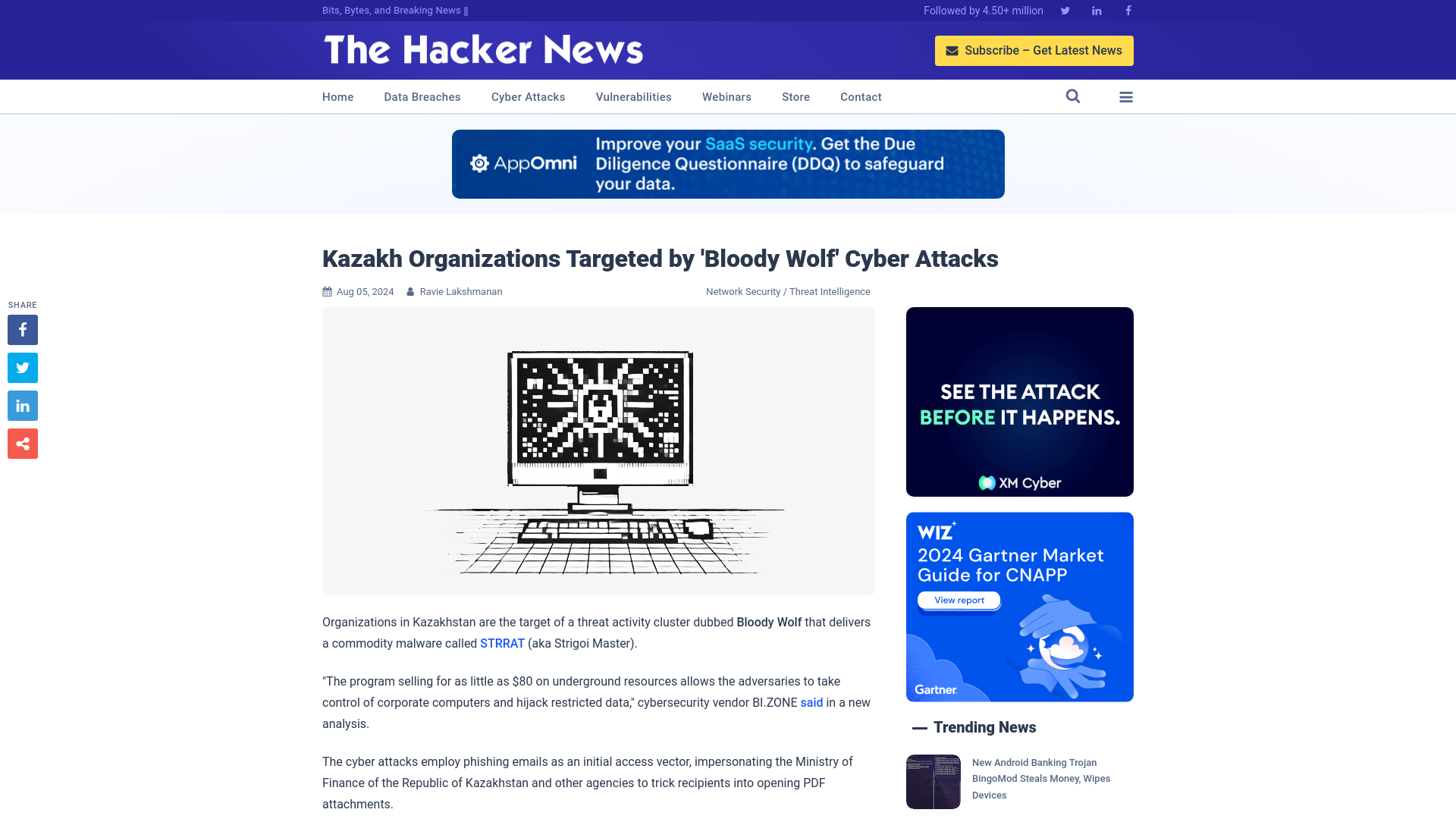 Kazakh Organizations Targeted by 'Bloody Wolf' Cyber Attacks