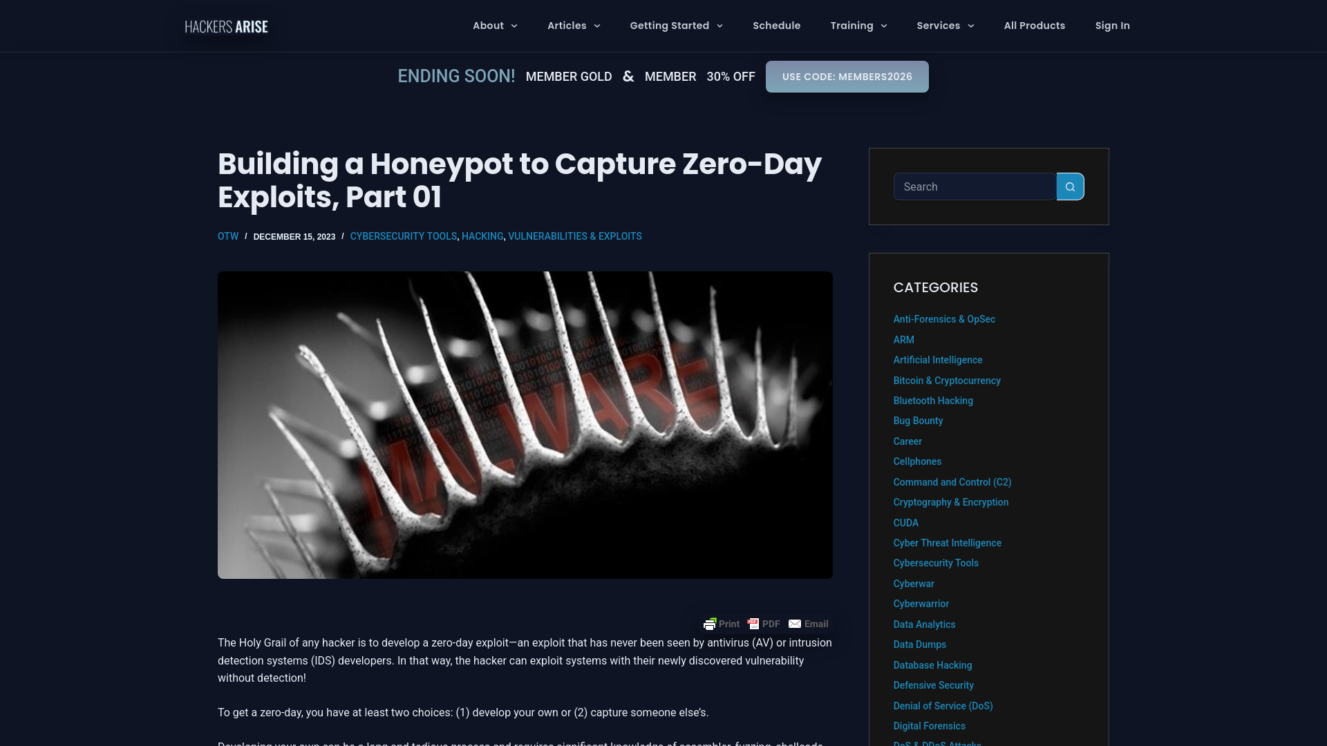 Building a Honeypot to Capture Zero-Day Exploits, Part 01 – Hackers Arise