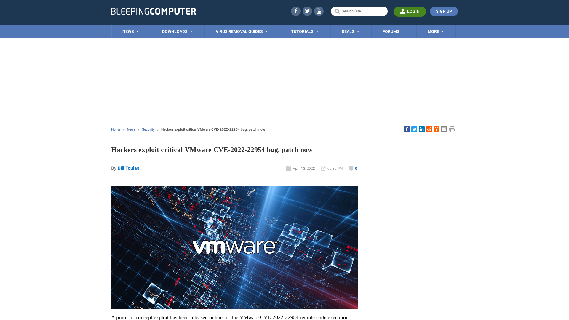 Hackers exploit critical VMware CVE-2022-22954 bug, patch now