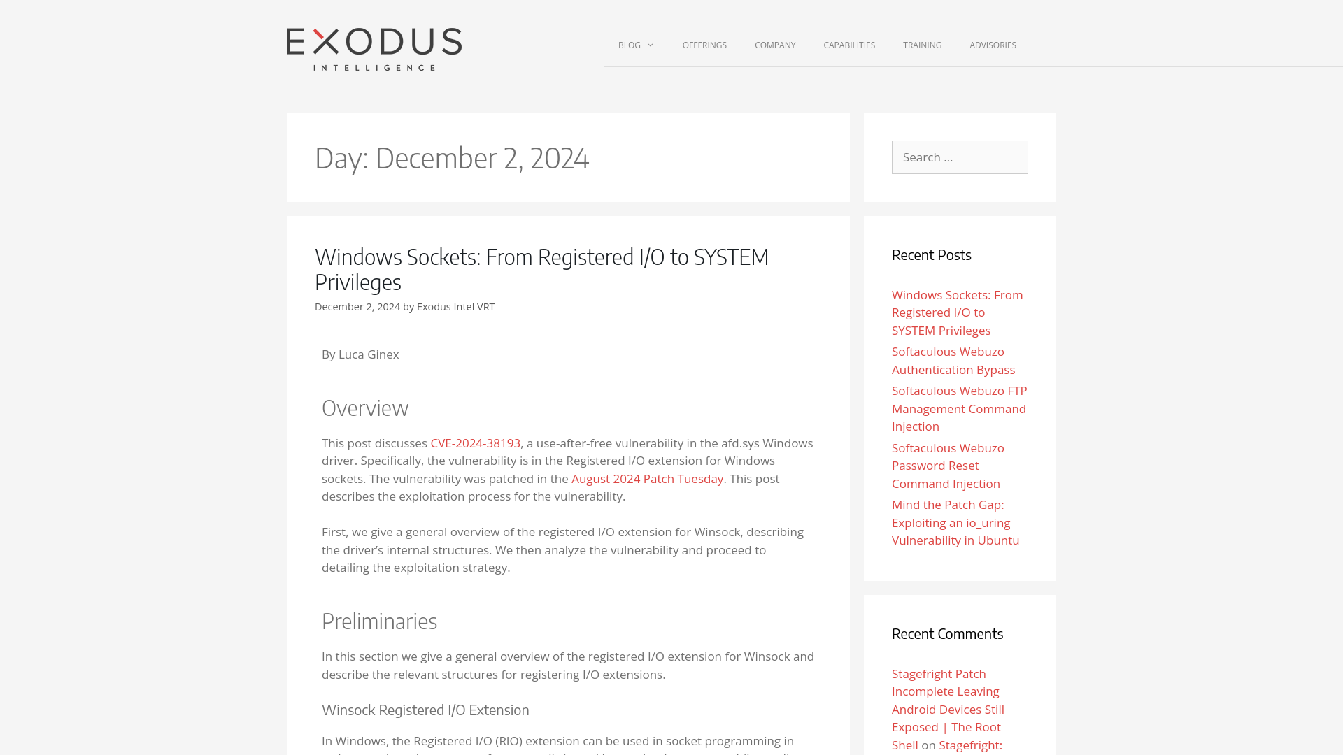 December 2, 2024 - Exodus Intelligence