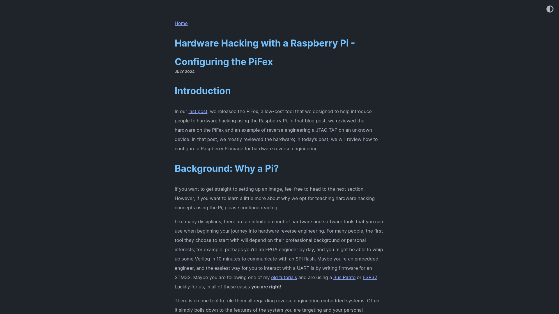 Hardware Hacking with a Raspberry Pi - Configuring the PiFex