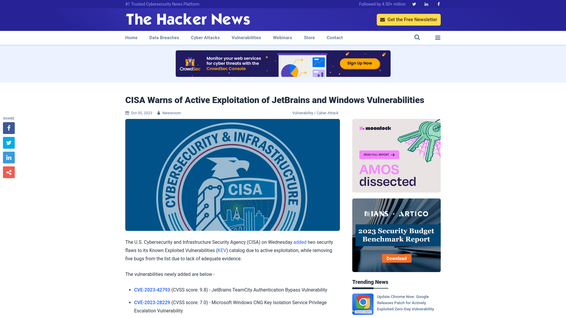 CISA Warns of Active Exploitation of JetBrains and Windows Vulnerabilities