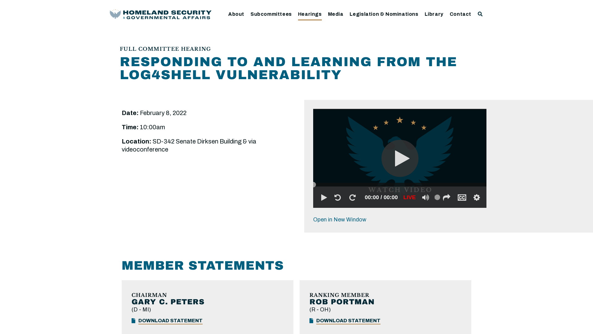 Responding to and Learning from the Log4Shell Vulnerability - Committee on Homeland Security & Governmental Affairs