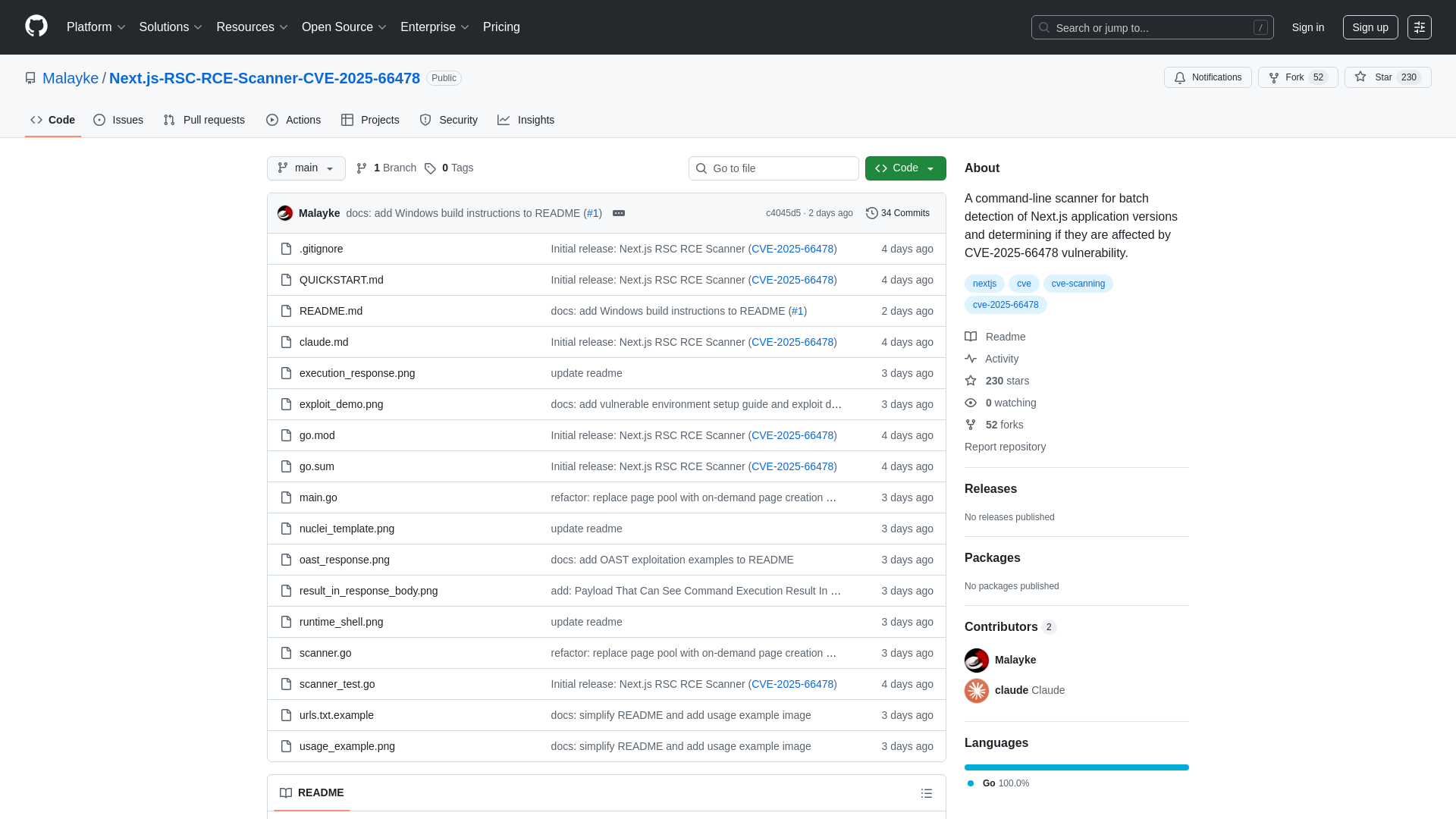 GitHub - Malayke/Next.js-RSC-RCE-Scanner-CVE-2025-66478: A command-line scanner for batch detection of Next.js application versions and determining if they are affected by CVE-2025-66478 vulnerability.