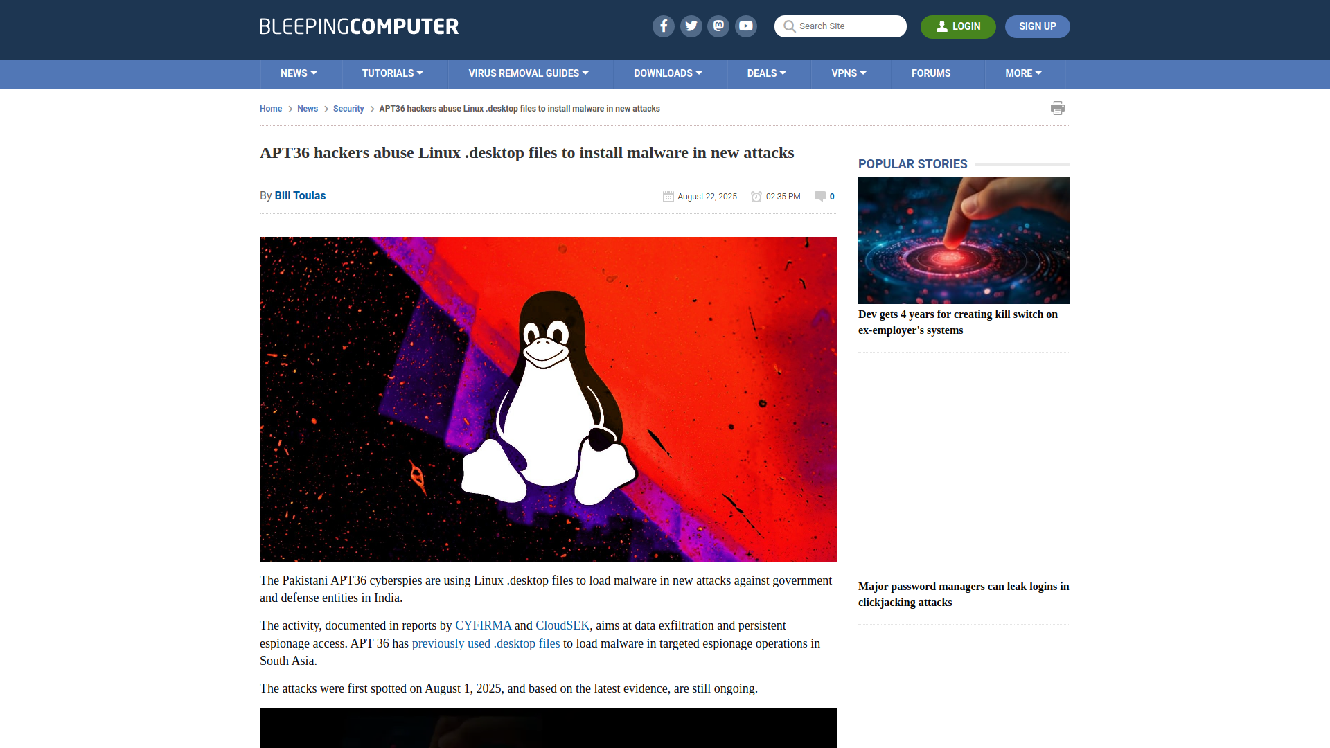 APT36 hackers abuse Linux .desktop files to install malware in new attacks