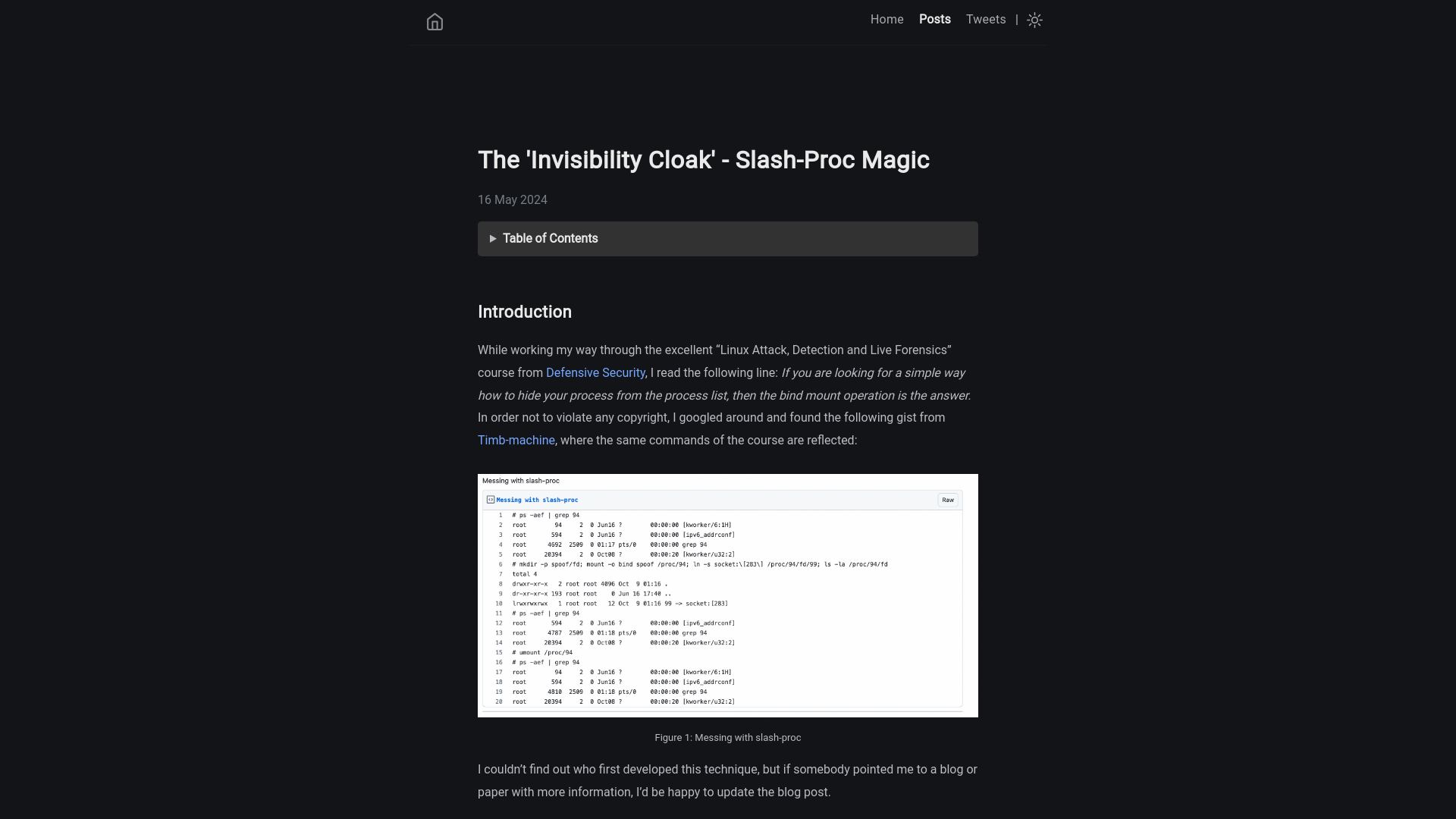 The 'Invisibility Cloak' - Slash-Proc Magic | dfir.ch