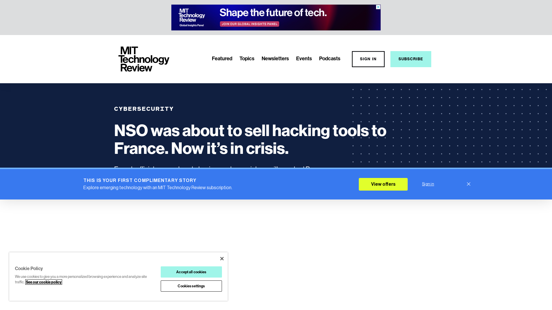 NSO was about to sell hacking tools to France. Now the Israeli spyware company is in crisis. | MIT Technology Review