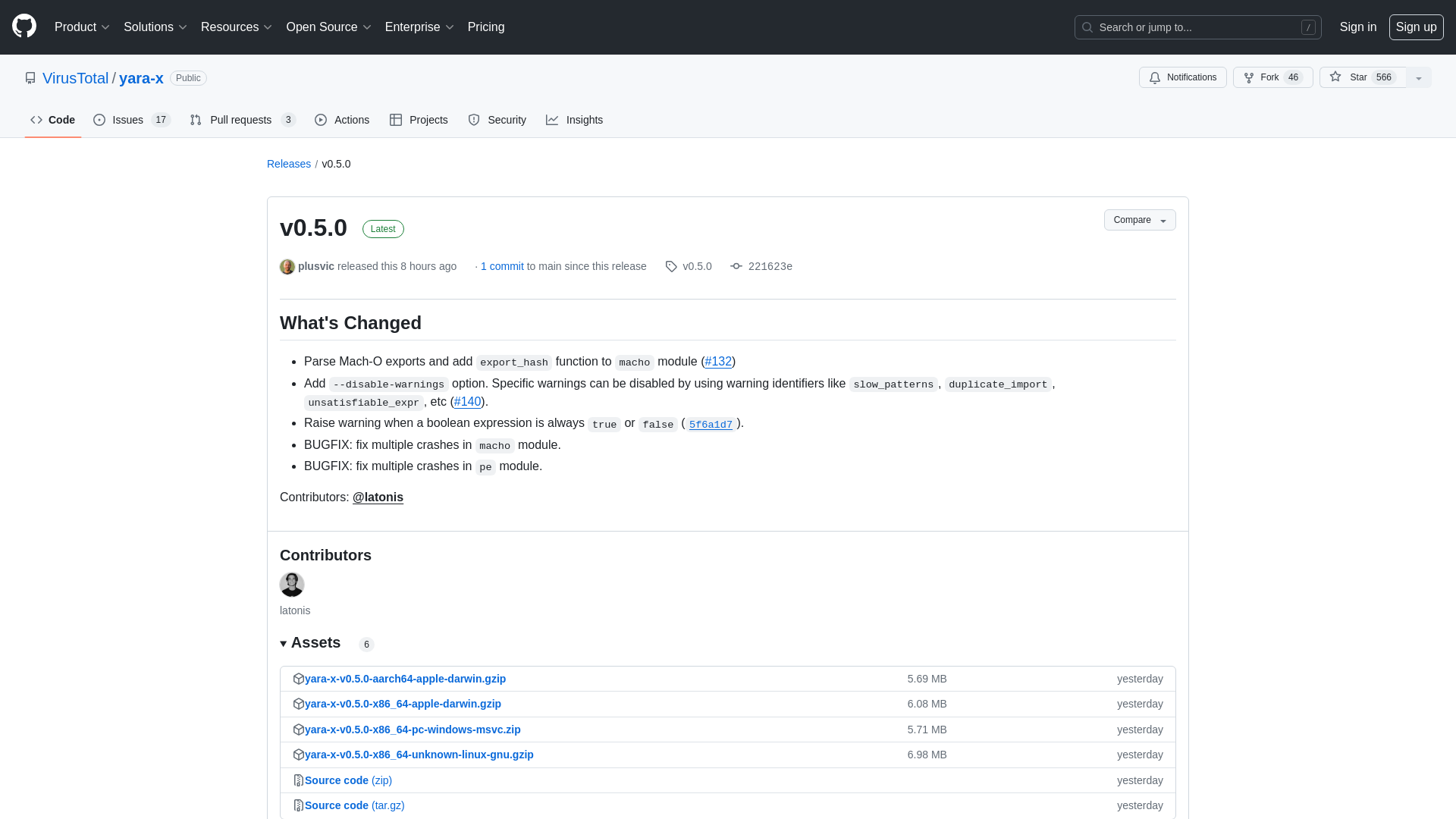 Release v0.5.0 · VirusTotal/yara-x · GitHub