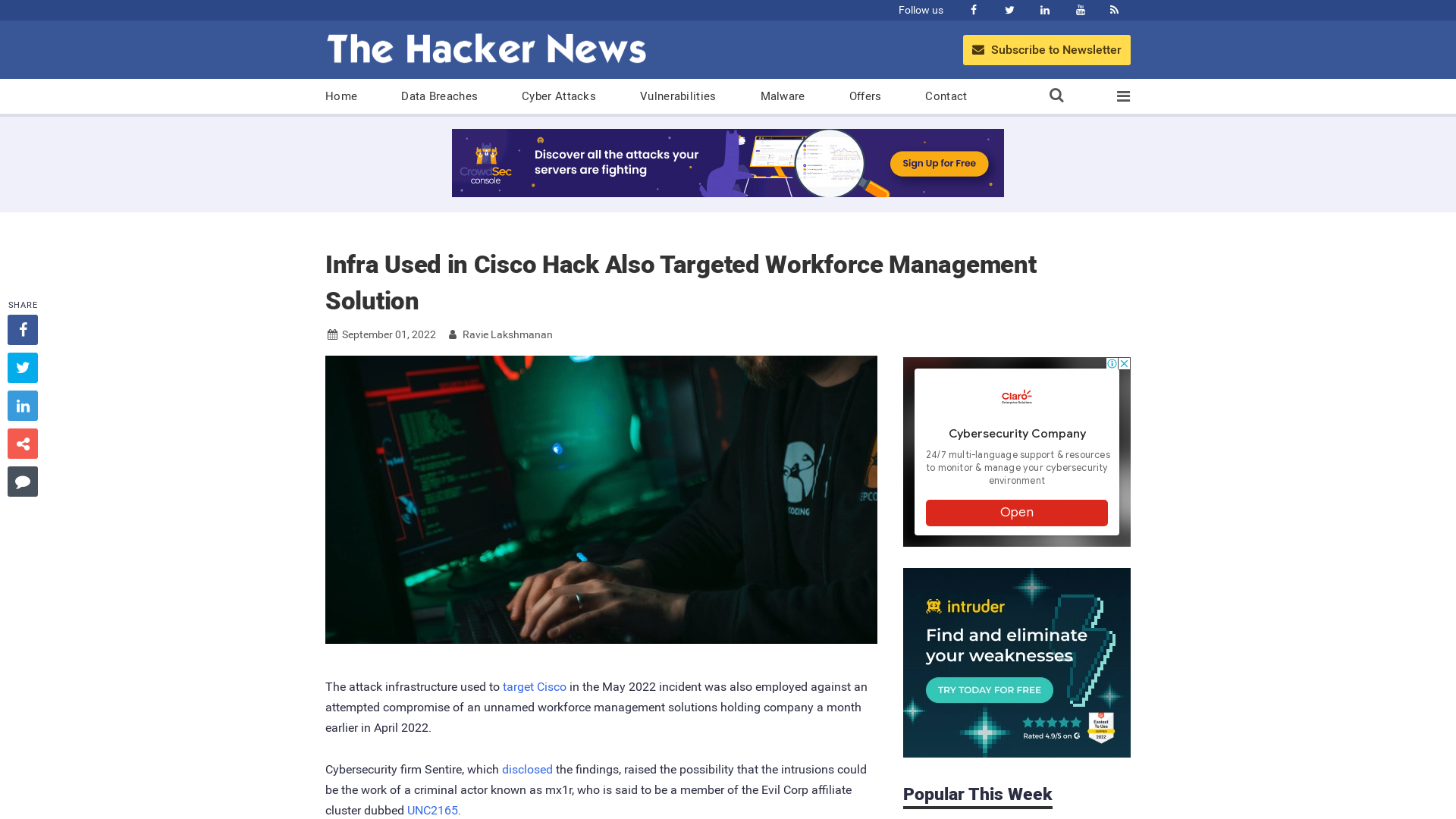 Infra Used in Cisco Hack Also Targeted Workforce Management Solution