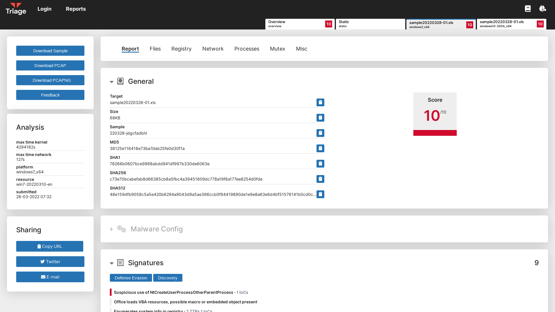 Triage | Behavioral Report