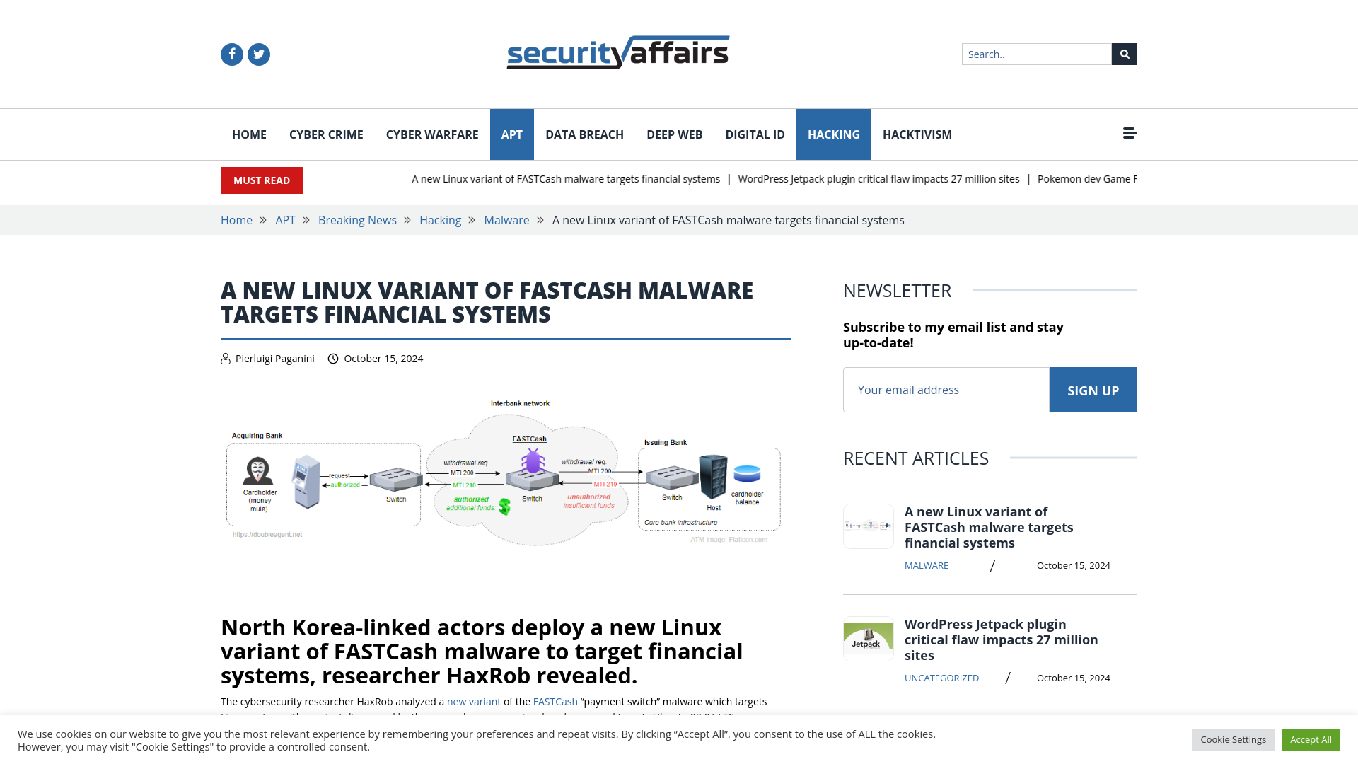 New Linux variant of FASTCash malware targets financial systems