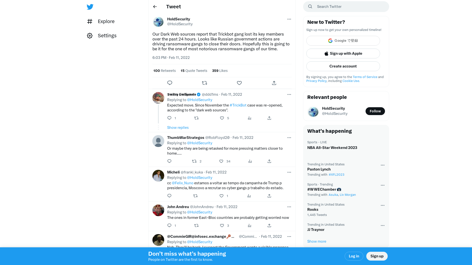 HoldSecurity on Twitter: "Our Dark Web sources report that Trickbot gang lost its key members over the past 24 hours. Looks like Russian government actions are driving ransomware gangs to close their doors. Hopefully this is going to be it for the one of most notorious ransomware gangs of our time." / Twitter
