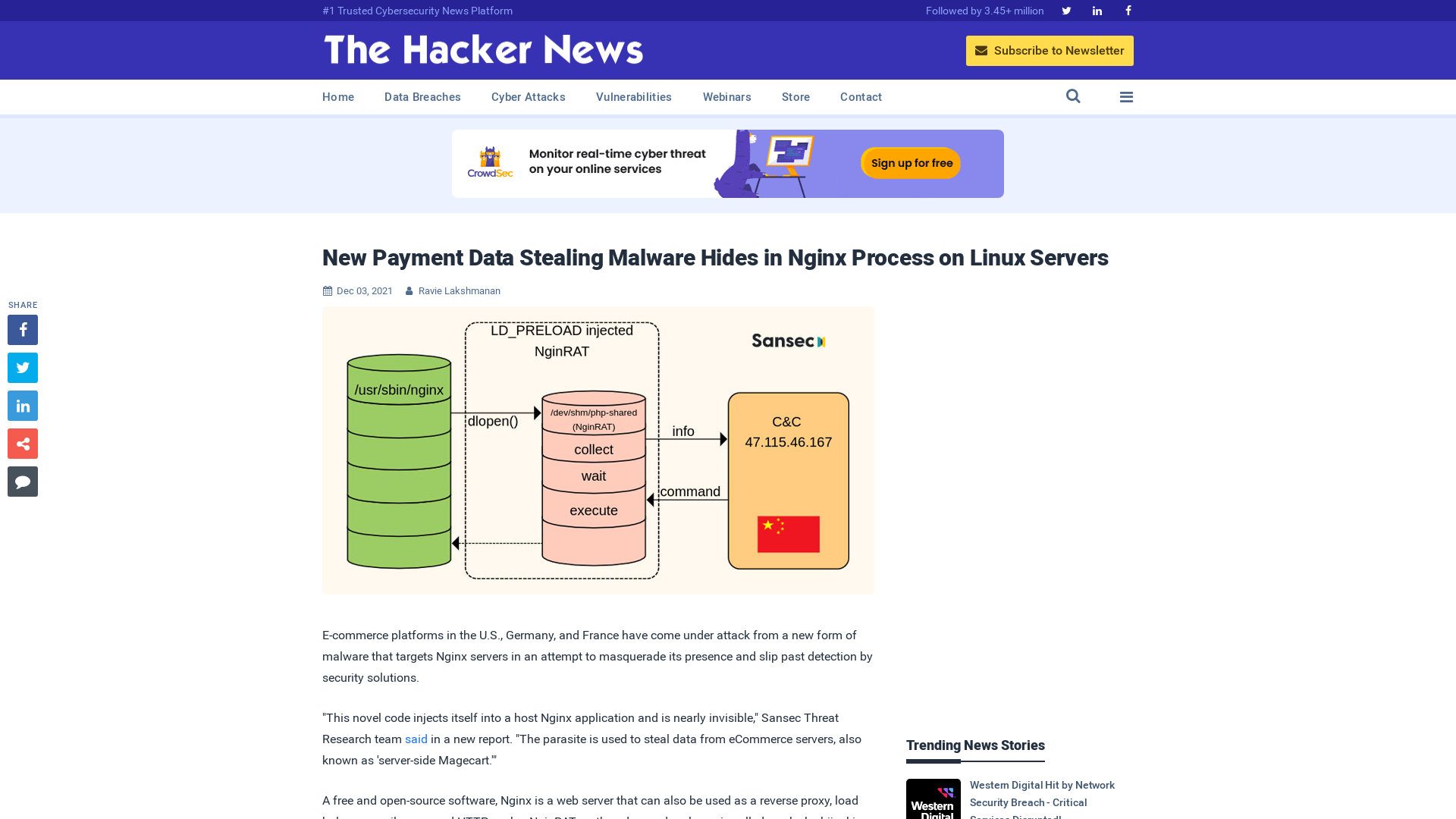 New Payment Data Stealing Malware Hides in Nginx Process on Linux Servers