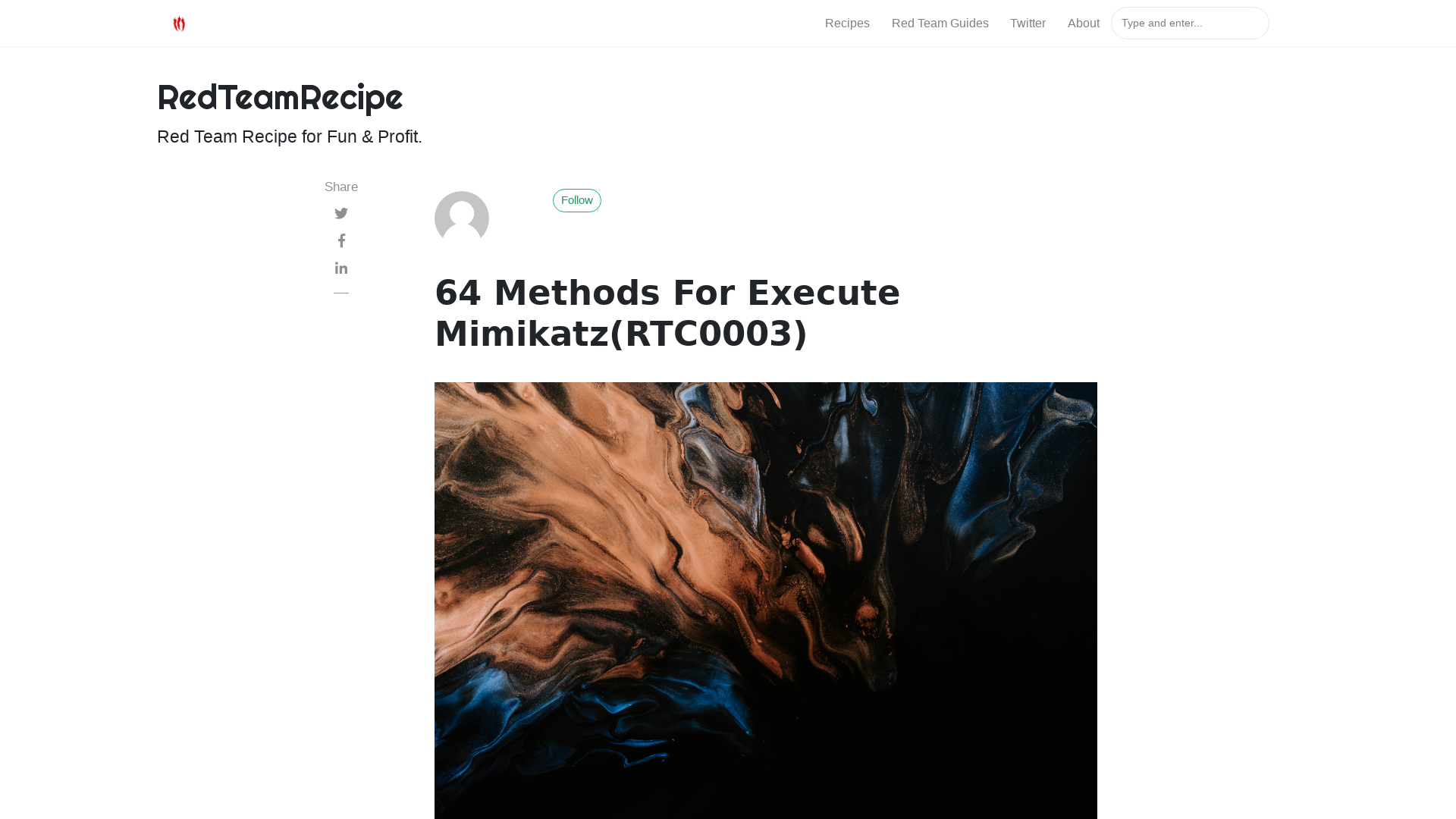 64 Methods For Execute Mimikatz(RTC0003) | RedTeamRecipe