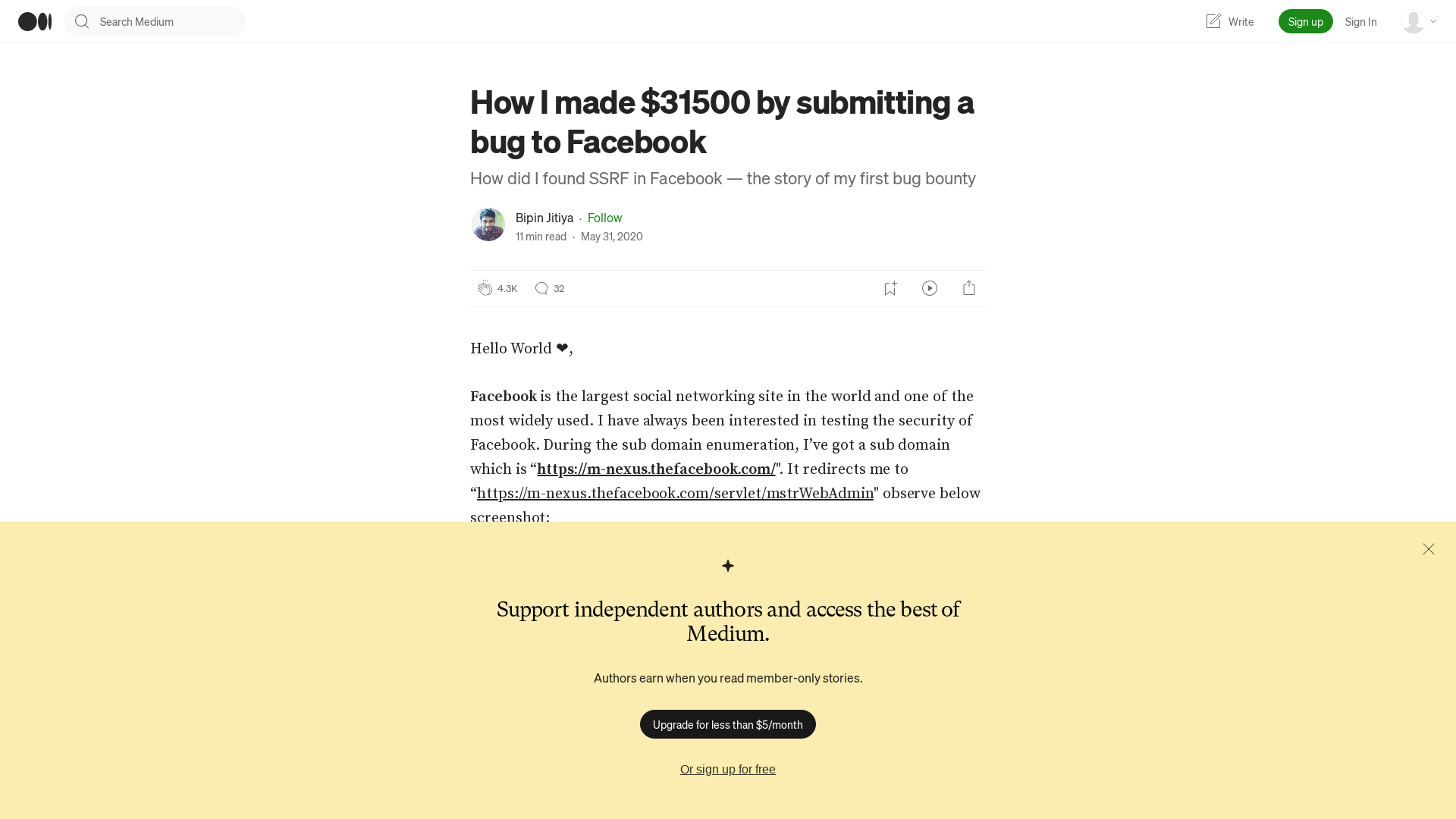 How I made $31500 by submitting a bug to Facebook | by Bipin Jitiya | Medium