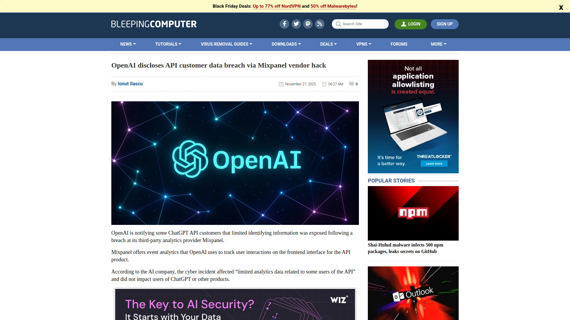 OpenAI discloses API customer data breach via Mixpanel vendor hack
