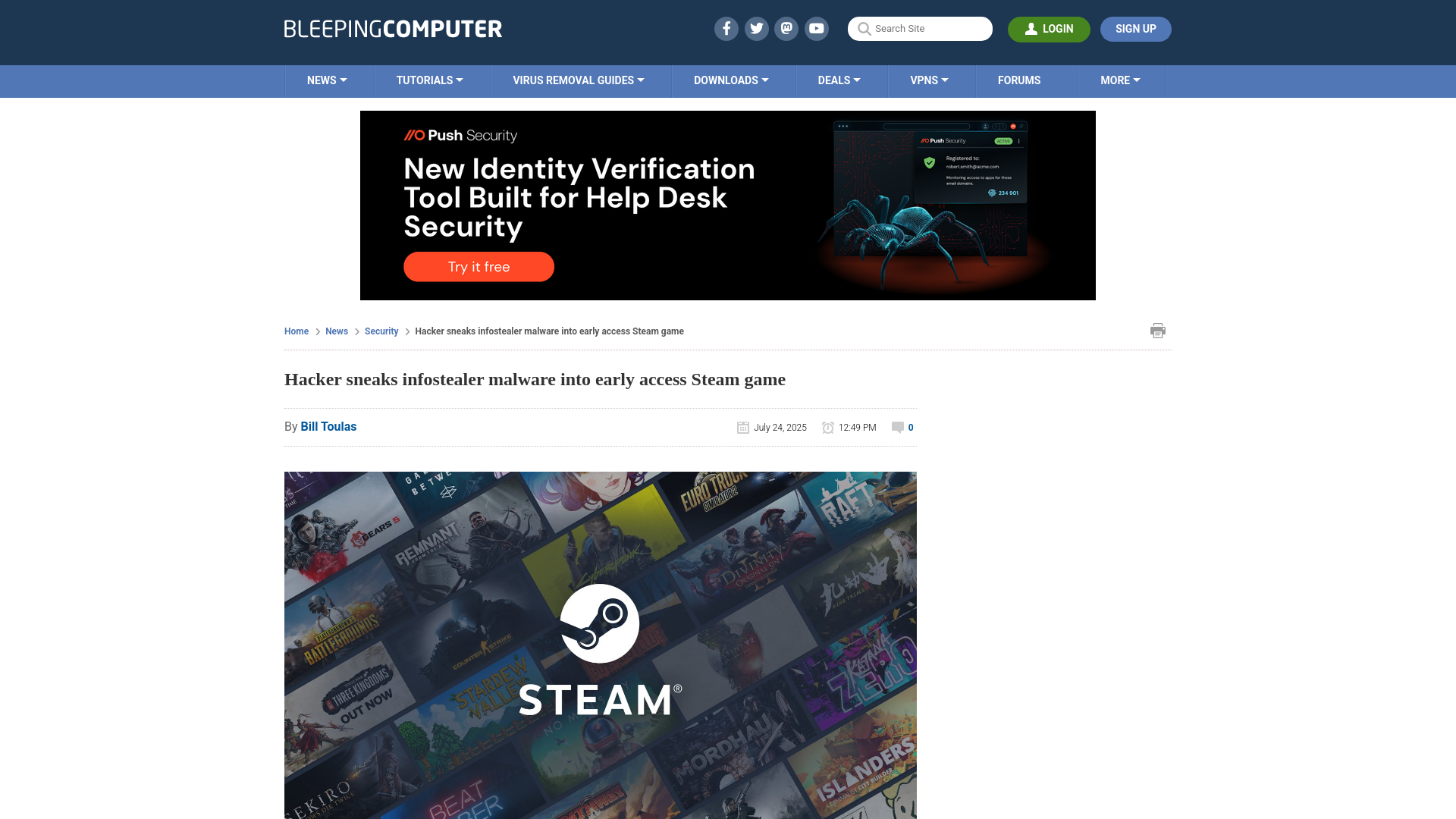 Hacker sneaks infostealer malware into early access Steam game