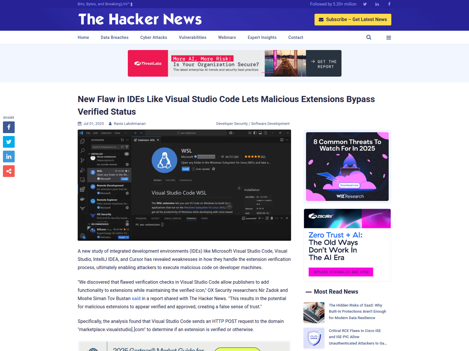 New Flaw in IDEs Like Visual Studio Code Lets Malicious Extensions Bypass Verified Status