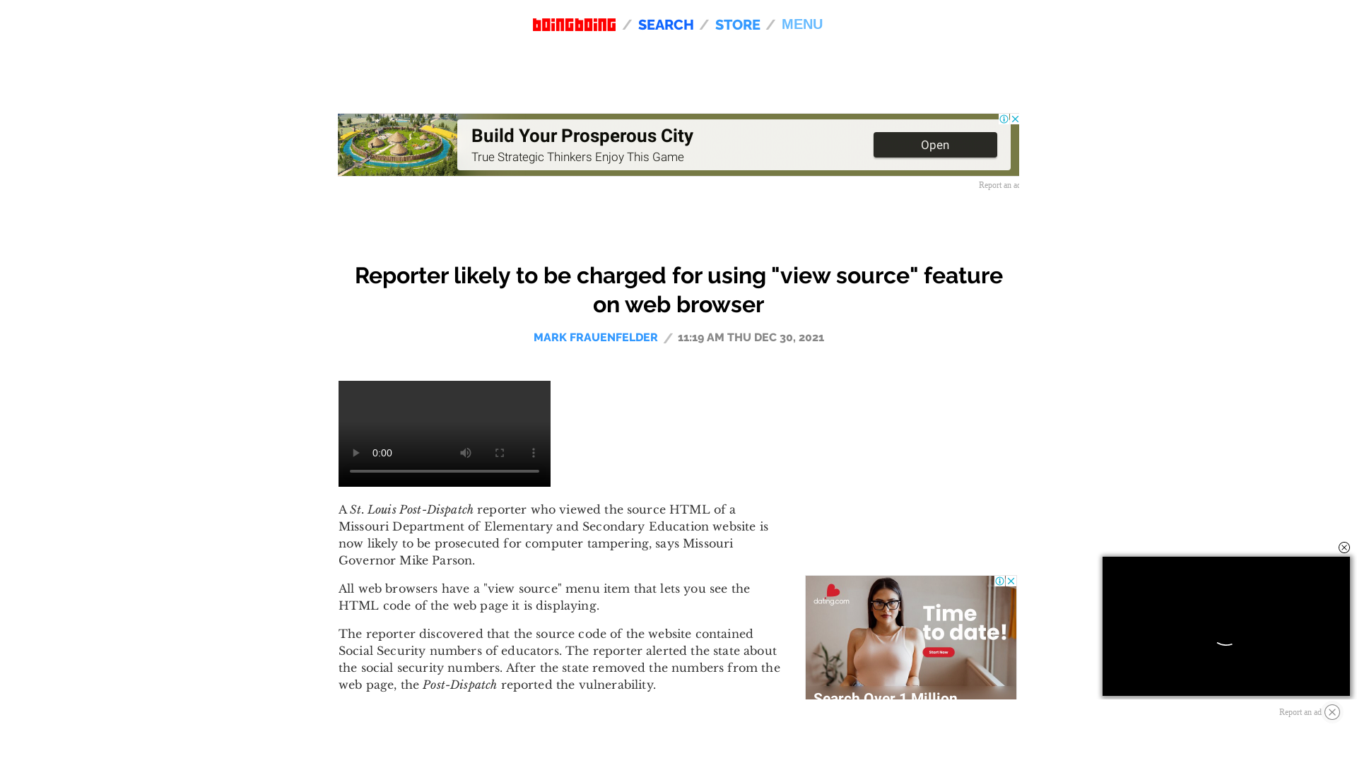 Reporter likely to be charged for using "view source" feature on web browser | Boing Boing