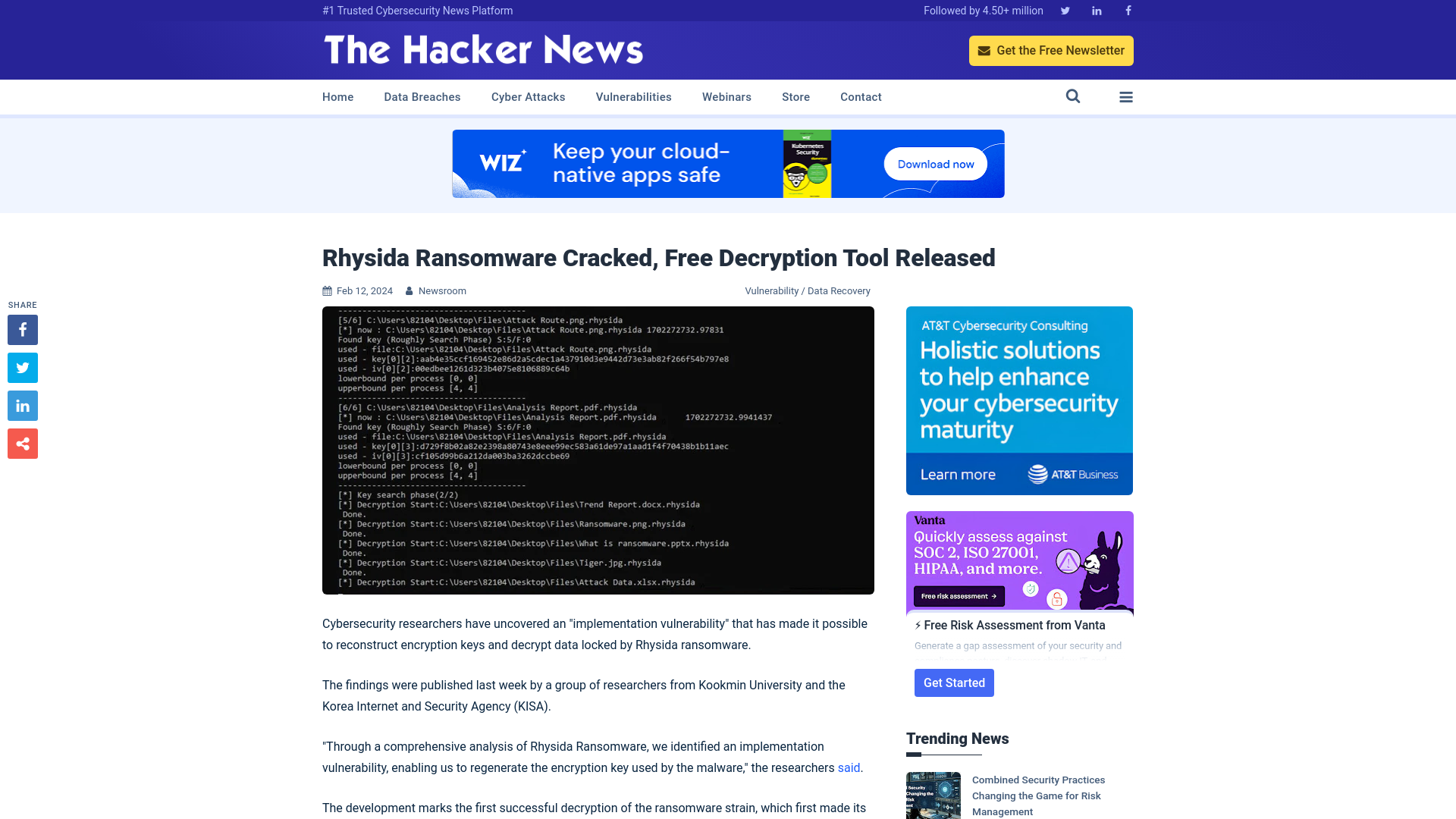 Rhysida Ransomware Cracked, Free Decryption Tool Released