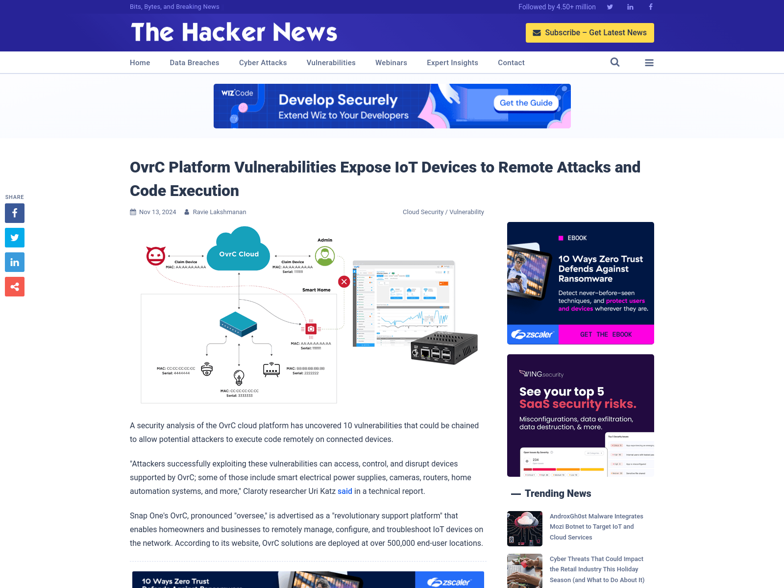 OvrC Platform Vulnerabilities Expose IoT Devices to Remote Attacks and Code Execution