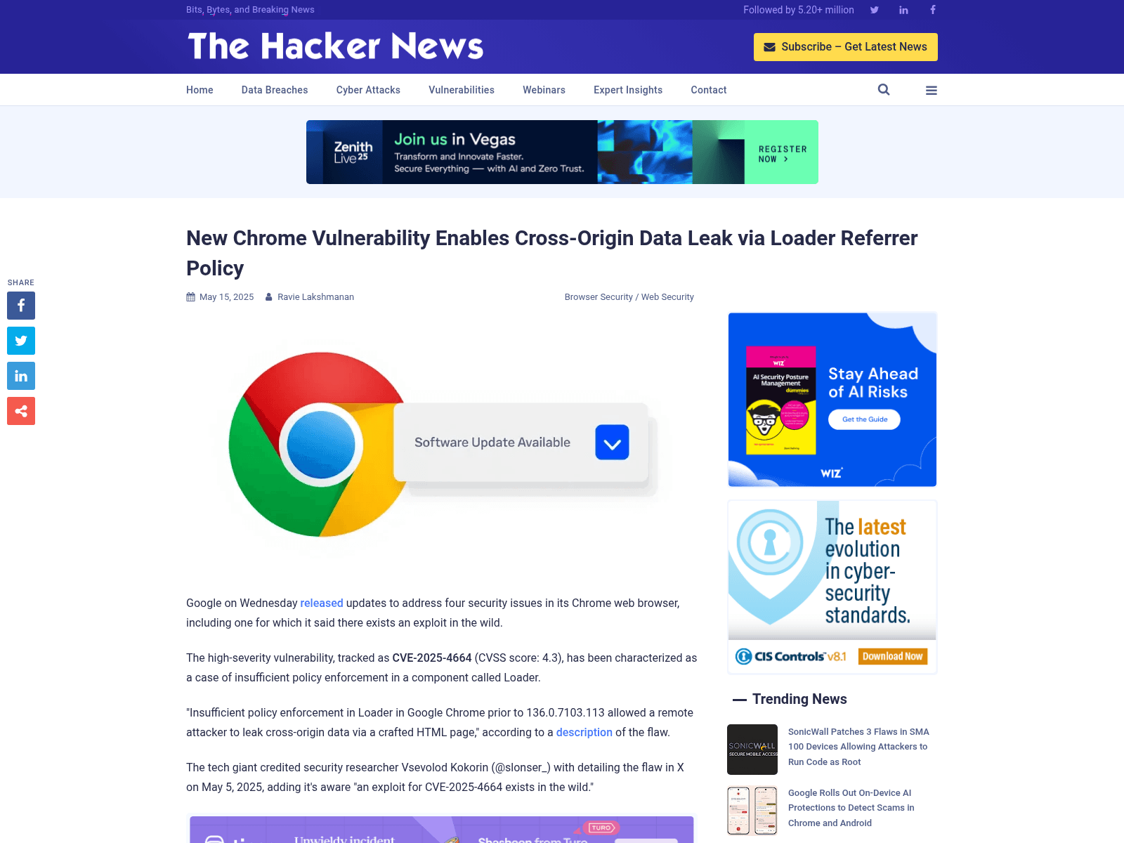New Chrome Vulnerability Enables Cross-Origin Data Leak via Loader Referrer Policy