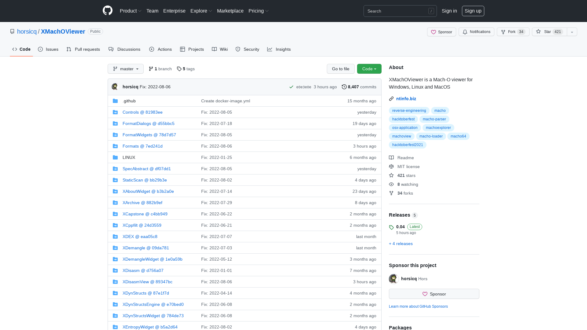 GitHub - horsicq/XMachOViewer: XMachOViewer is a Mach-O viewer for Windows, Linux and MacOS