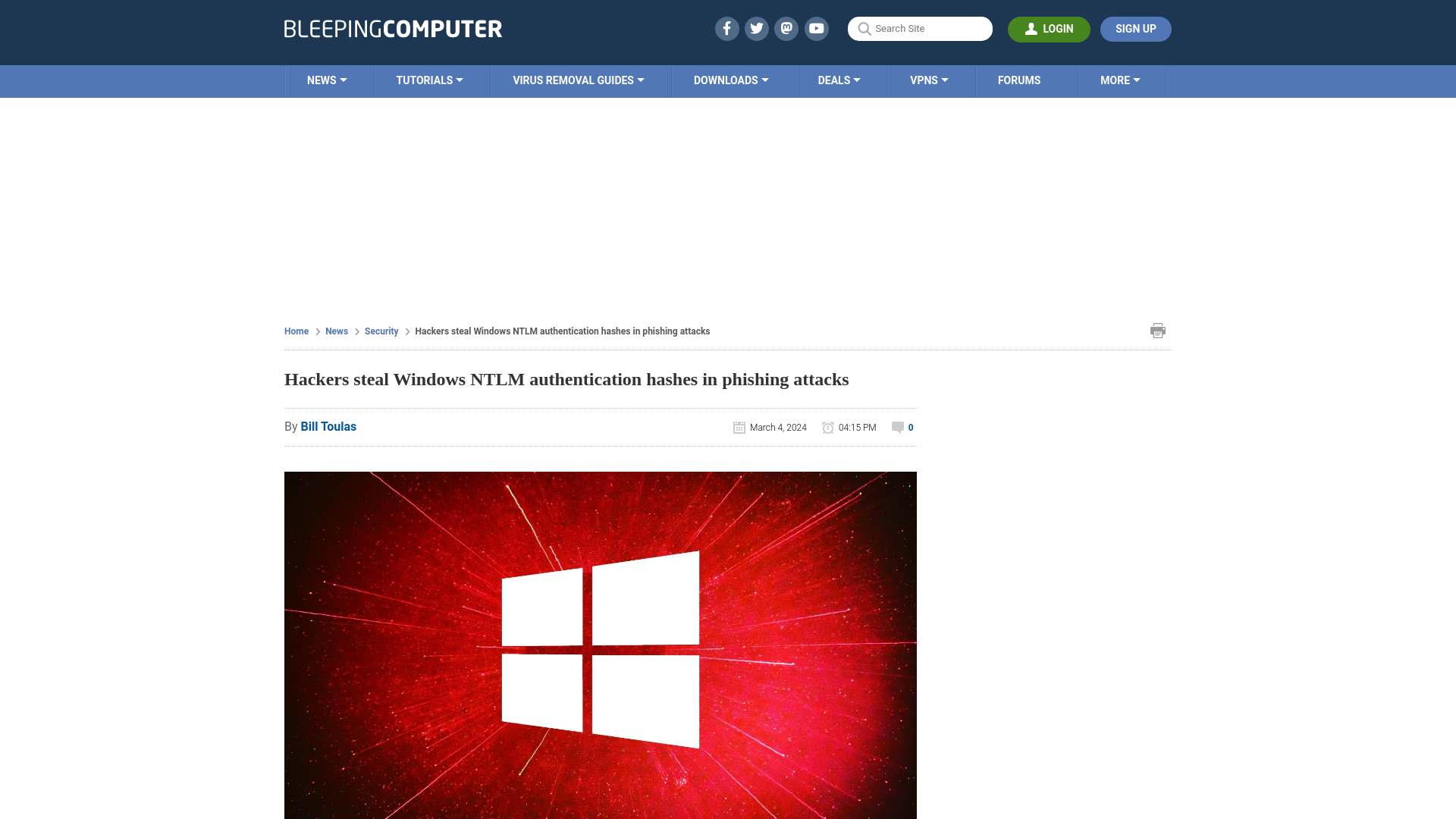 Hackers steal Windows NTLM authentication hashes in phishing attacks