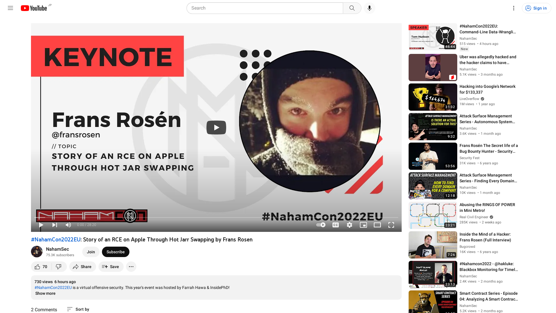 #NahamCon2022EU: Story of an RCE on Apple Through Hot Jarr Swapping by Frans Rosen - YouTube