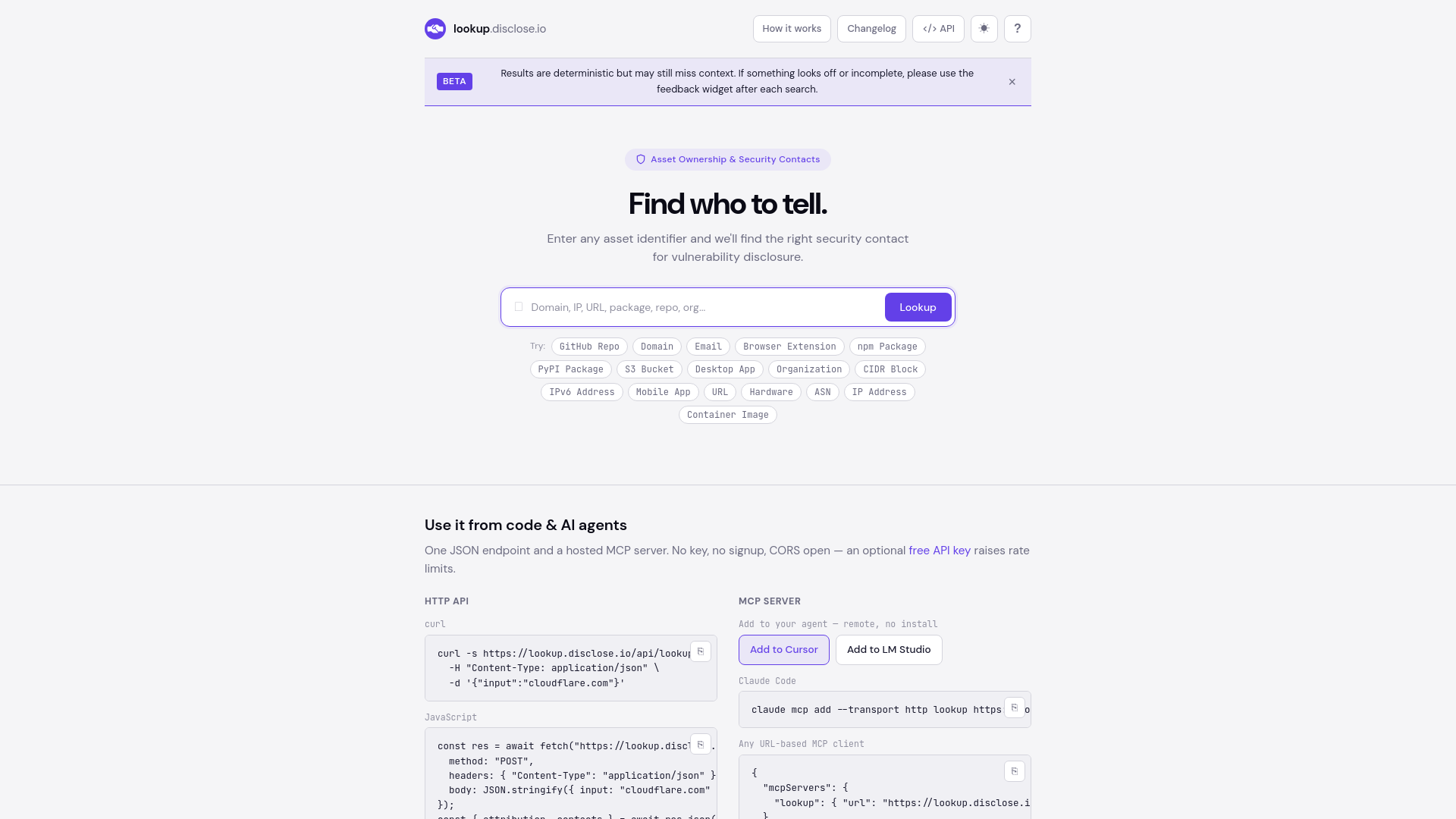 Asset Ownership & Security Contact Lookup | disclose.io