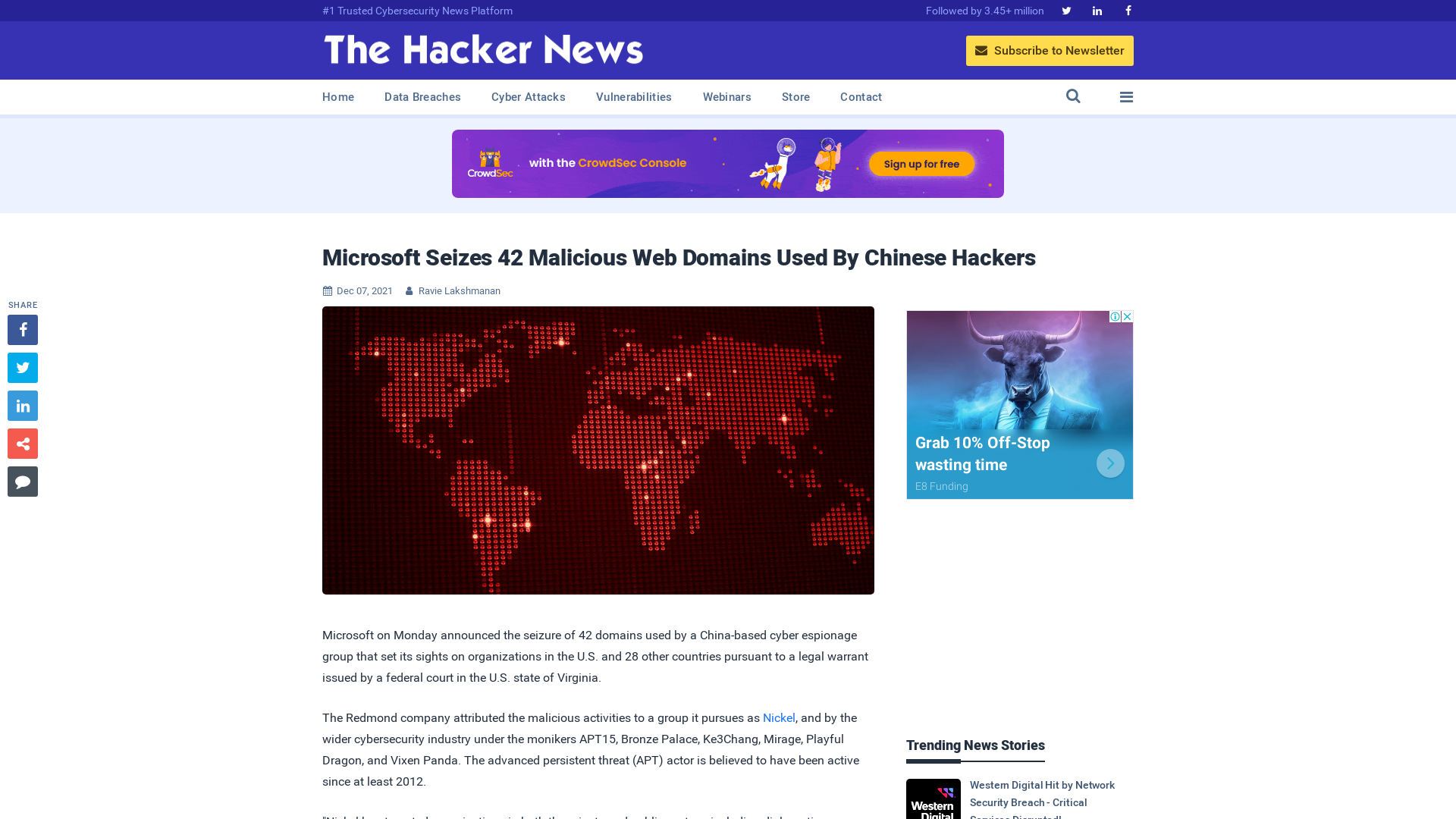 Microsoft Seizes 42 Malicious Web Domains Used By Chinese Hackers