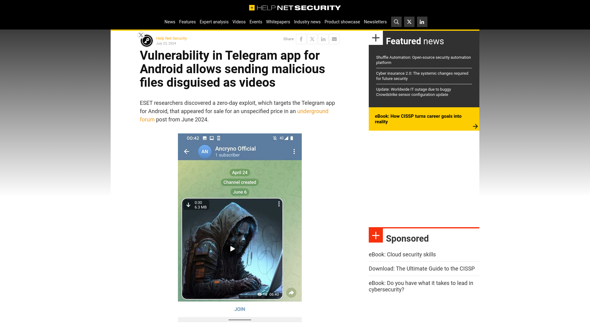 Vulnerability in Telegram app for Android allows sending malicious files disguised as videos - Help Net Security