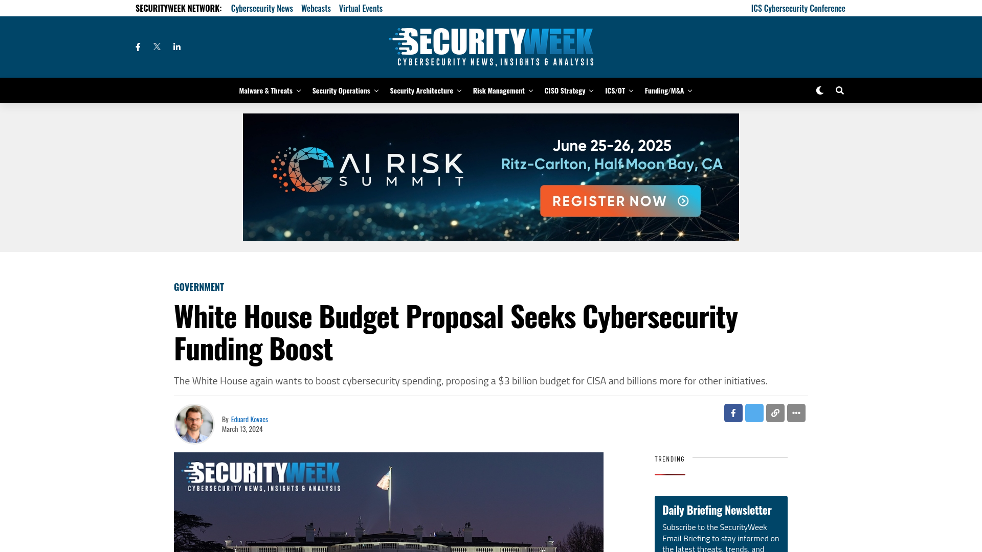 White House Budget Proposal Seeks Cybersecurity Funding Boost  - SecurityWeek