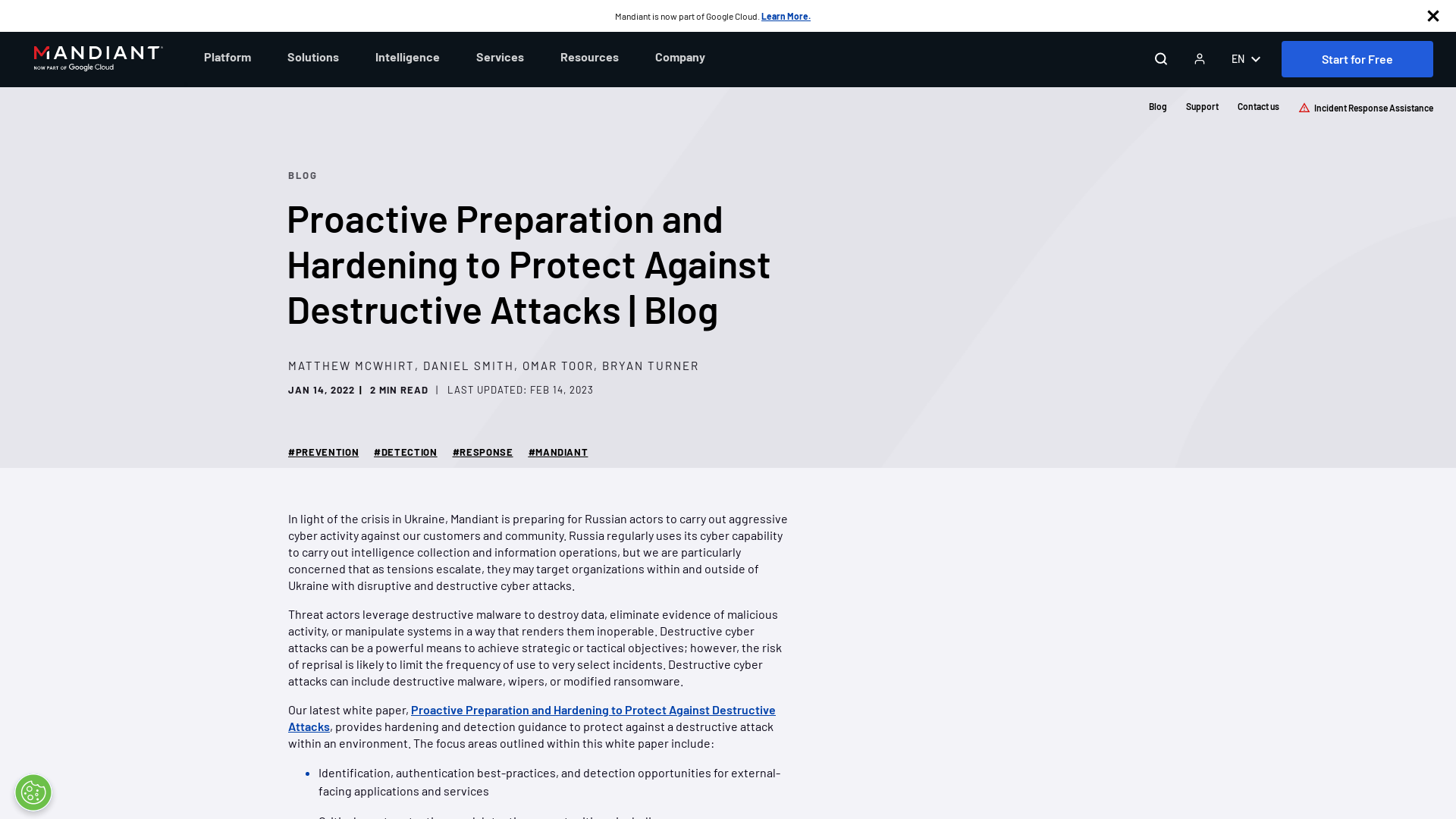 Proactive Preparation and Hardening to Protect Against Destructive Attacks | Blog | Mandiant