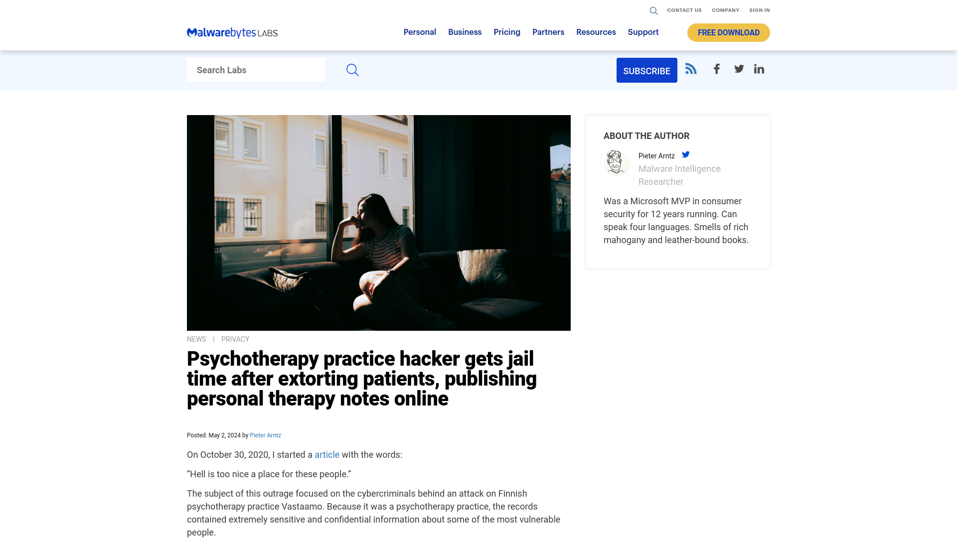 Psychotherapy practice hacker gets jail time after extorting patients, publishing personal therapy notes online | Malwarebytes