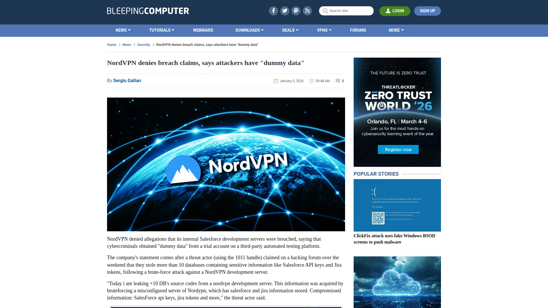 NordVPN denies breach claims, says attackers have "dummy data"