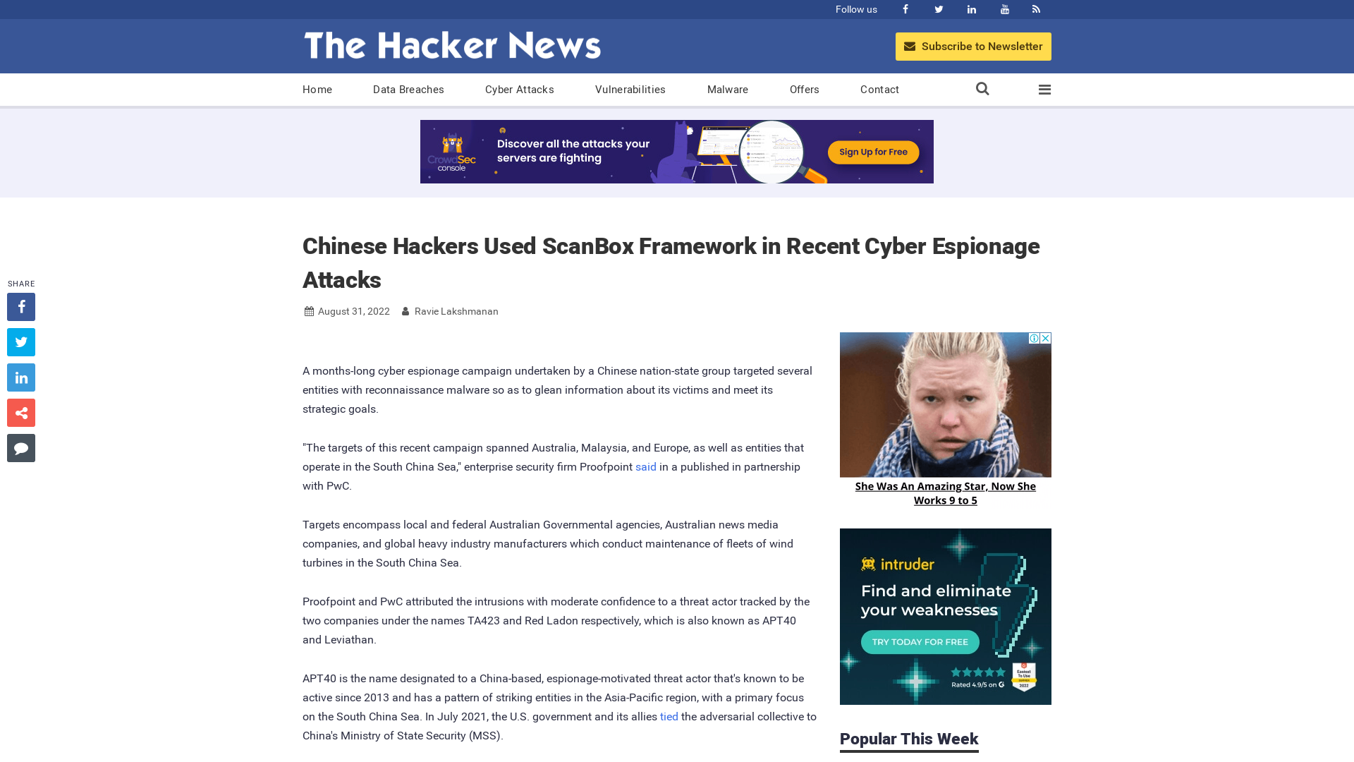 Chinese Hackers Used ScanBox Framework in Recent Cyber Espionage Attacks